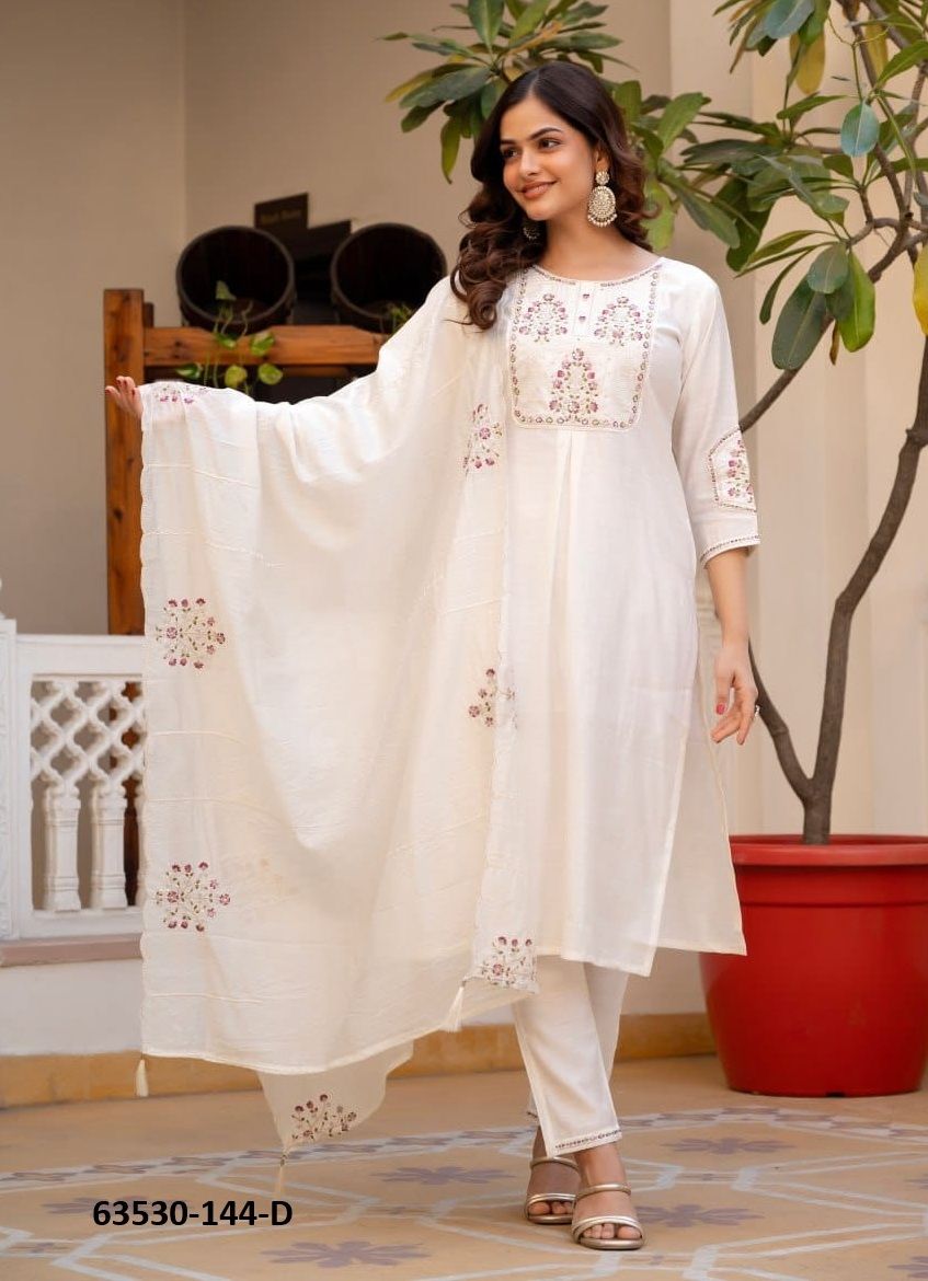SERIES 144 - Catalog # 63530 (Set of 6 Readymade Salwar Suits) by Amdavadi Fashion