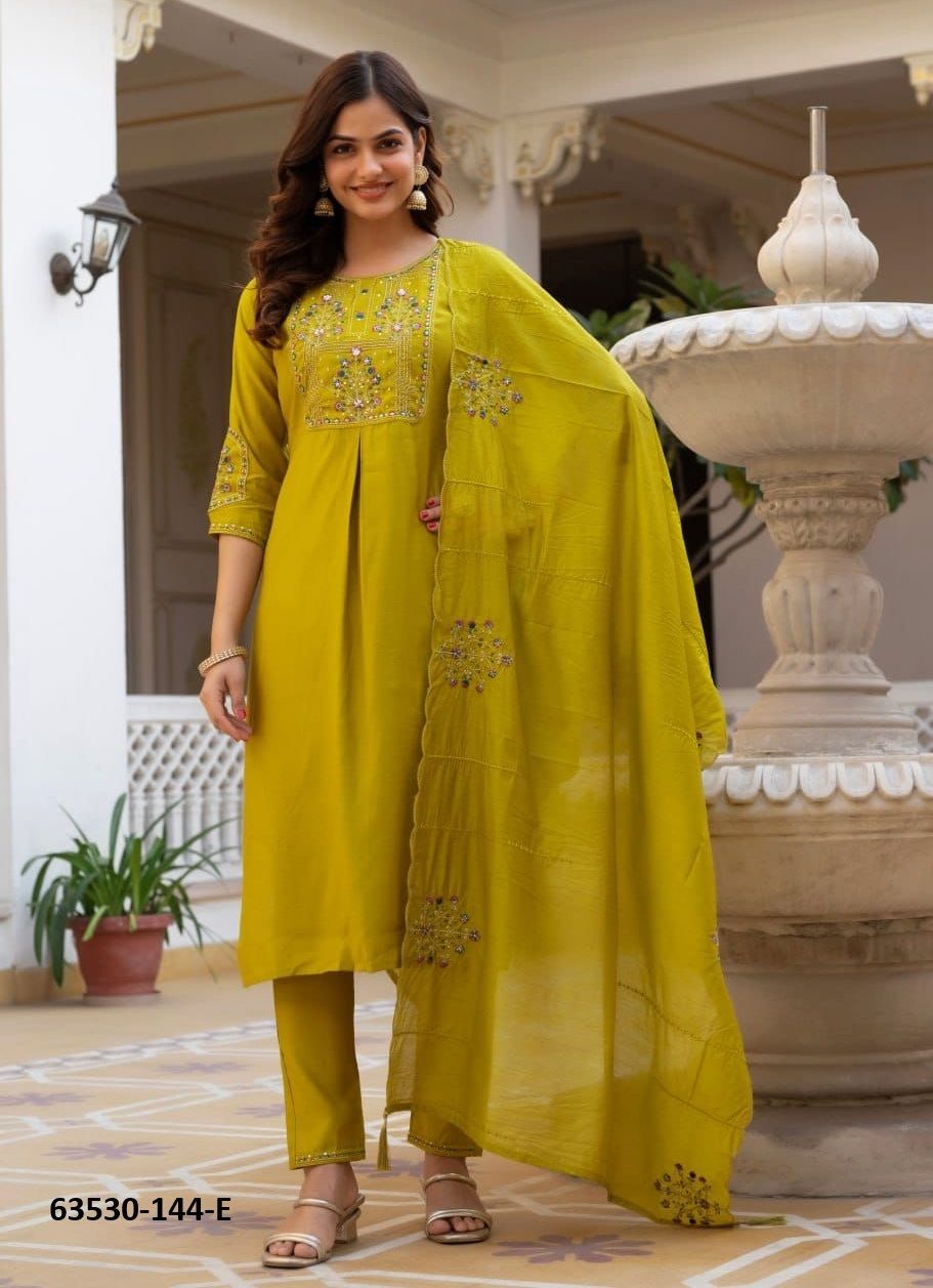 SERIES 144 - Catalog # 63530 (Set of 6 Readymade Salwar Suits) by Amdavadi Fashion