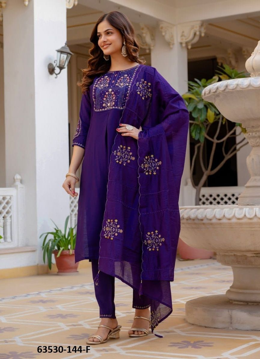 SERIES 144 - Catalog # 63530 (Set of 6 Readymade Salwar Suits) by Amdavadi Fashion