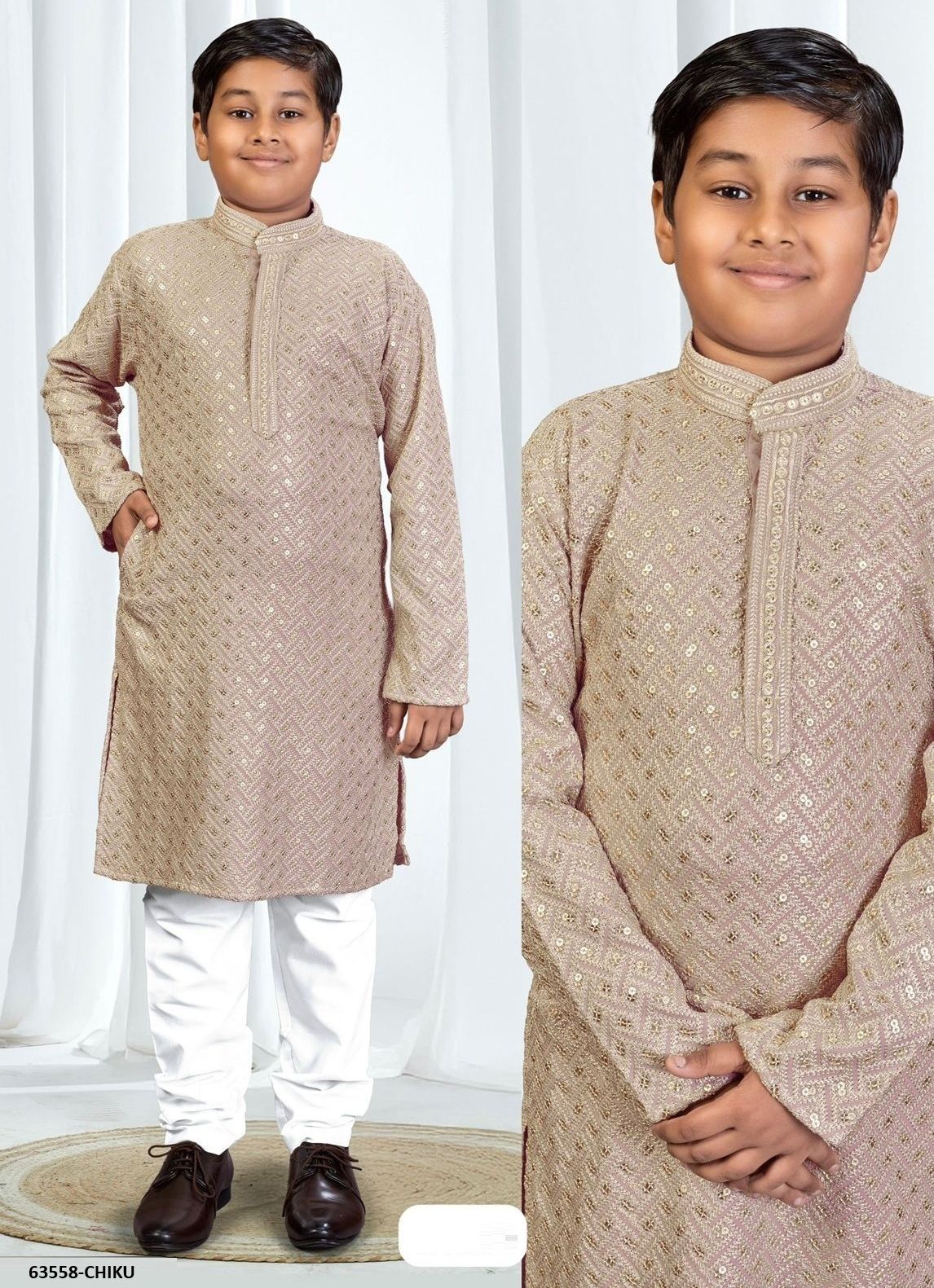 RIWAAZ - KID WEAR - Catalog # 63558 (Set of 7 Men's Ethnic Wear) by Tentmen Clothing