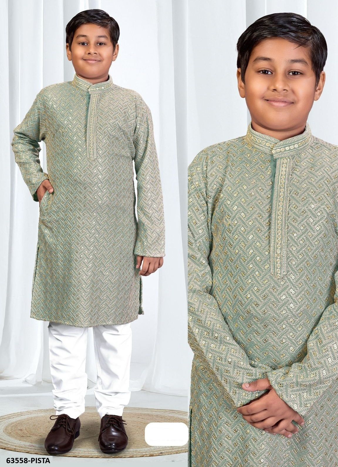 RIWAAZ - KID WEAR - Catalog # 63558 (Set of 7 Men's Ethnic Wear) by Tentmen Clothing