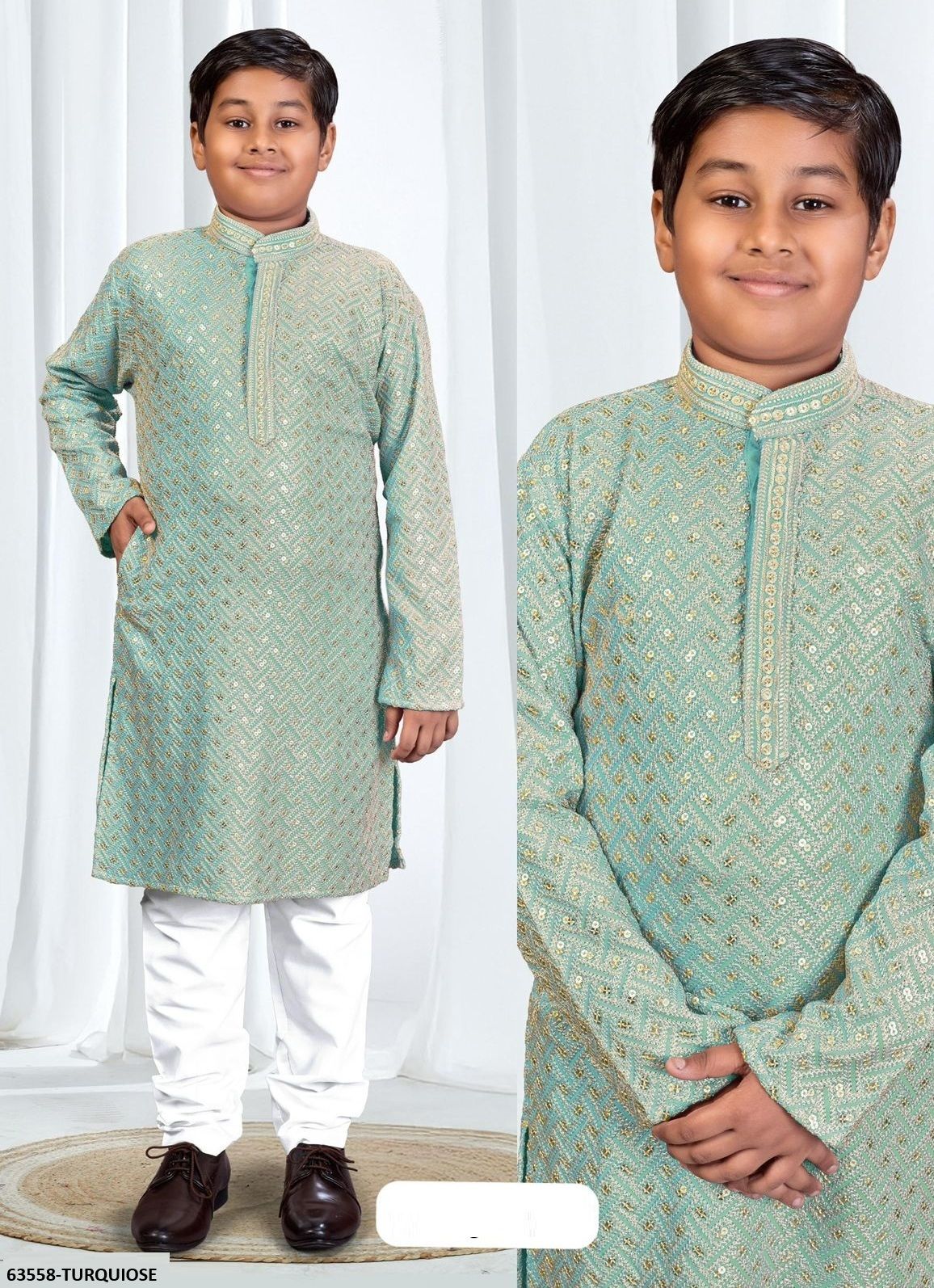 RIWAAZ - KID WEAR - Catalog # 63558 (Set of 7 Men's Ethnic Wear) by Tentmen Clothing