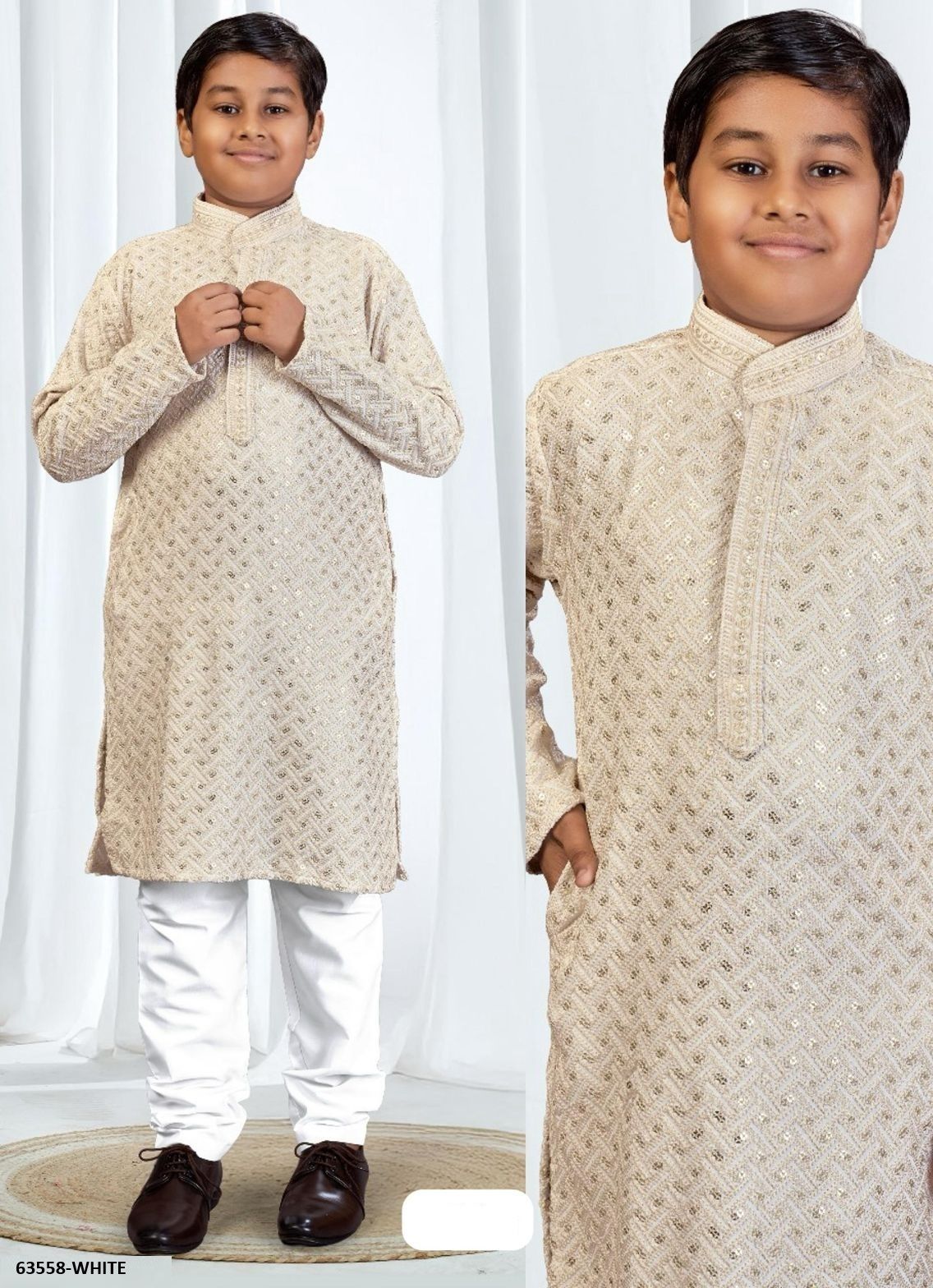 RIWAAZ - KID WEAR - Catalog # 63558 (Set of 7 Men's Ethnic Wear) by Tentmen Clothing