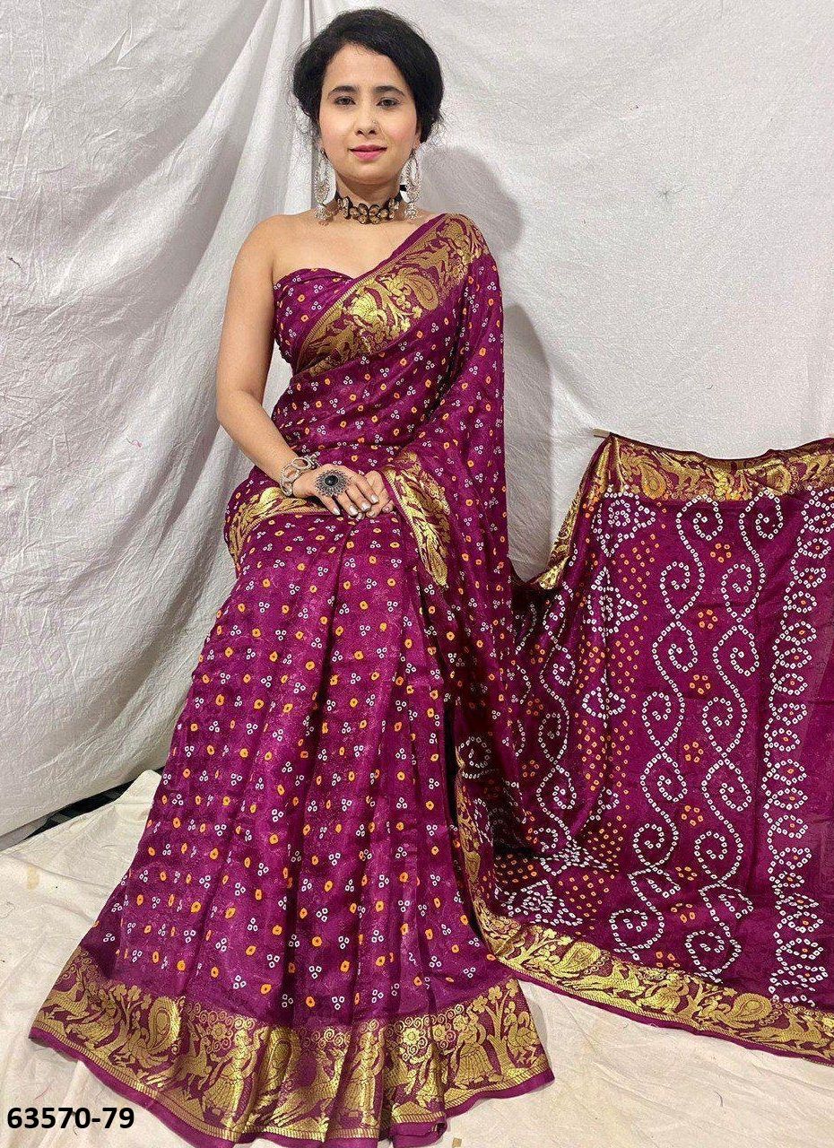 BANDHANI SILK PRINT - Catalog # 63570 (Set of 8 Sarees) by Desi Muse