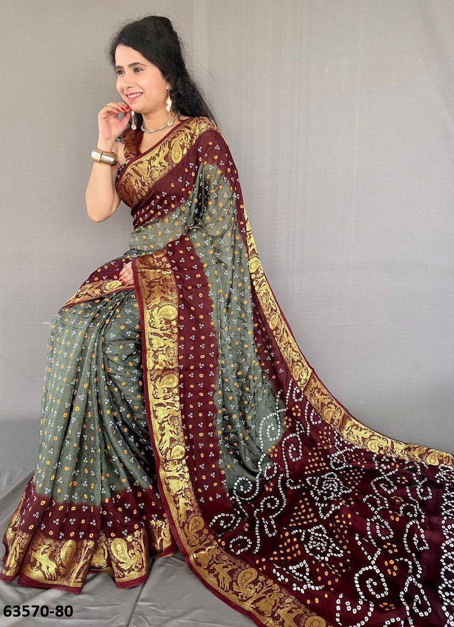 BANDHANI SILK PRINT - Catalog # 63570 (Set of 8 Sarees) by Desi Muse