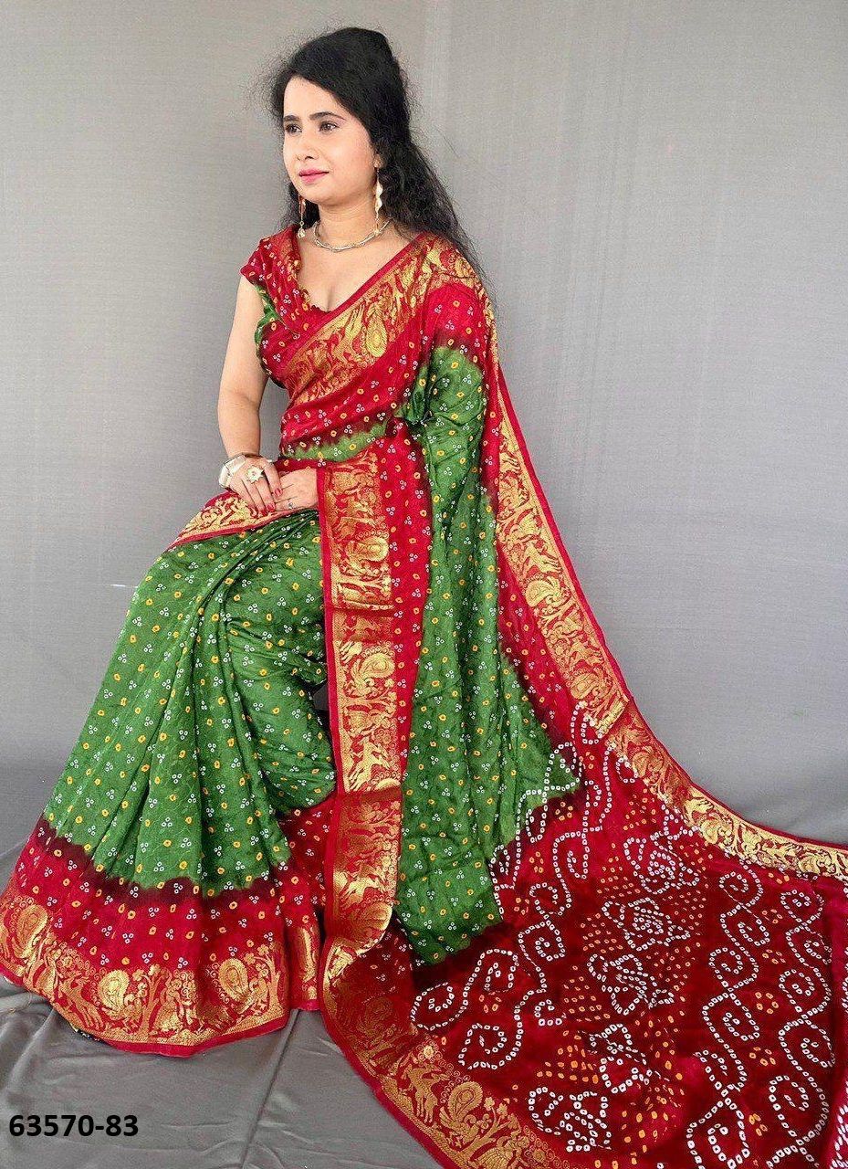 BANDHANI SILK PRINT - Catalog # 63570 (Set of 8 Sarees) by Desi Muse