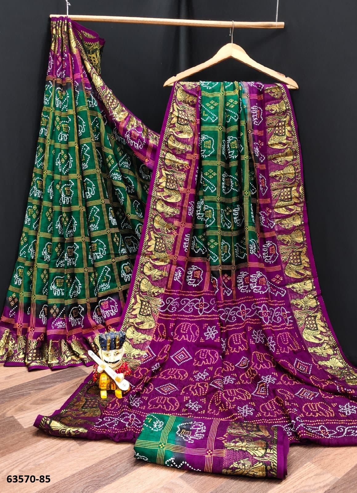 BANDHANI SILK PRINT - Catalog # 63570 (Set of 8 Sarees) by Desi Muse