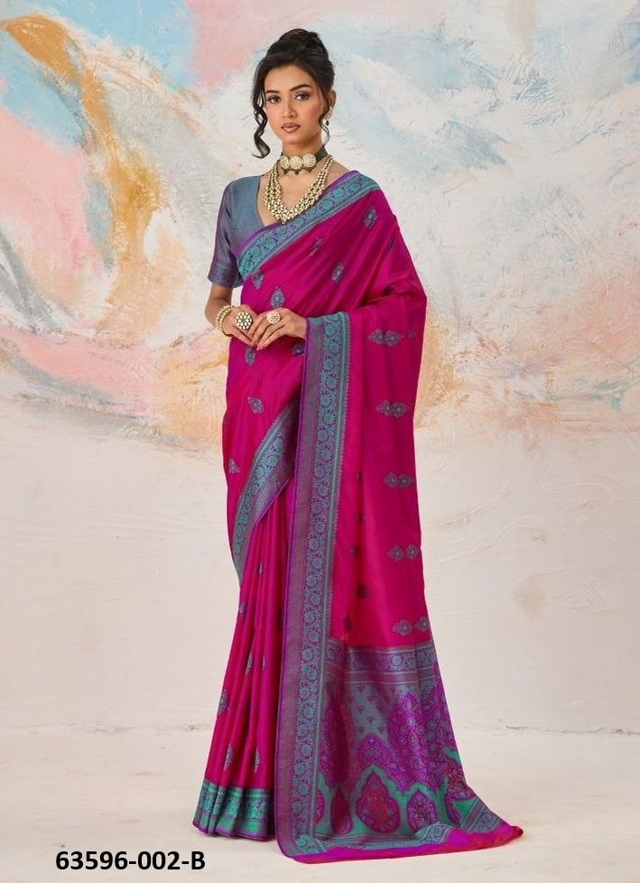 KANJIVARAM TANCHOI 2 - Catalog # 63596 (Set of 6 Sarees) by Rajtex Fabrics