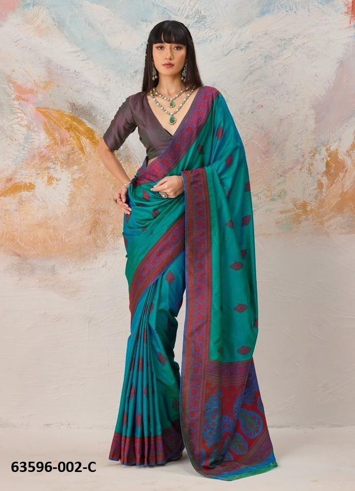 KANJIVARAM TANCHOI 2 - Catalog # 63596 (Set of 6 Sarees) by Rajtex Fabrics