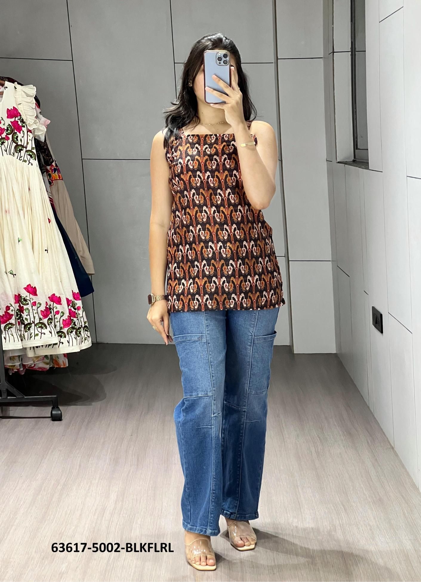SLEEVELESS SHORT TOP - Catalog # 63617 (Set of 4 Readymade Women's Kurtis / Tops) by Tentmen Clothing