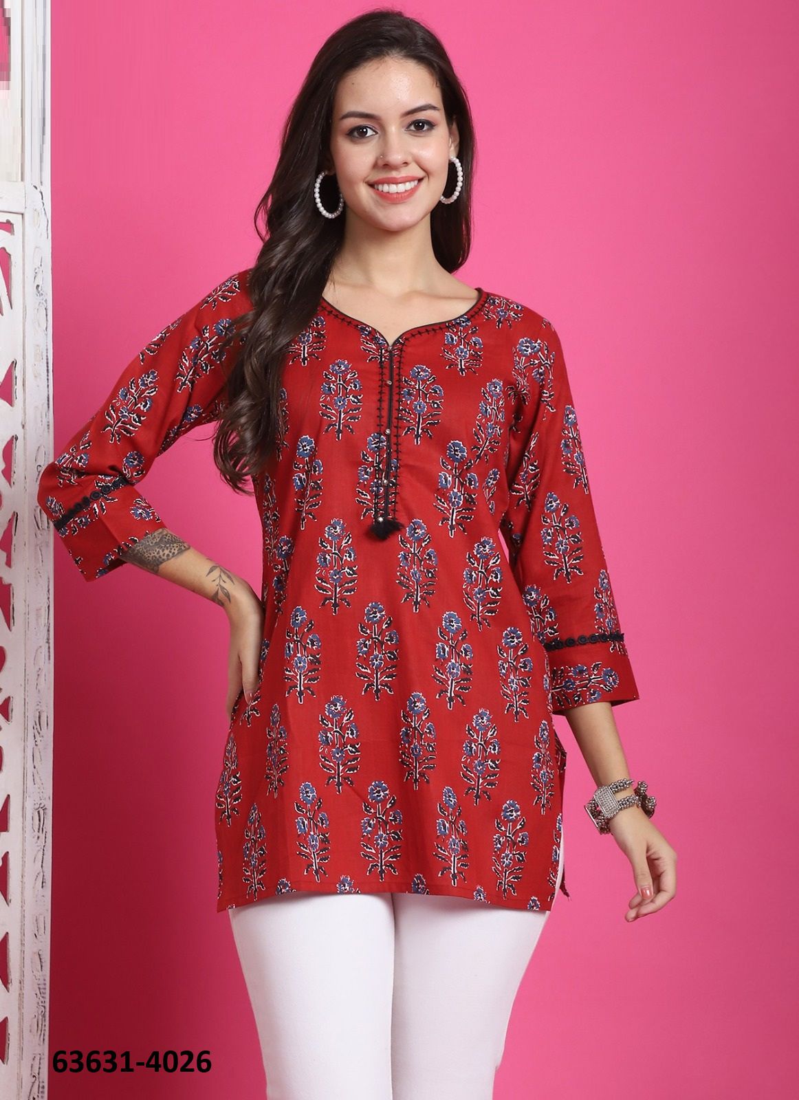 SHORT TOP - JAIPURI COTTON - Catalog # 63631 (Set of 28 Readymade Women's Kurtis / Tops) by Rajnandini Fabrics SHORT TOP - JAIPURI COTTON - Catalog # 63631 (Set of 28 Readymade Women's Kurtis / Tops) by Rajnandini Fabrics
