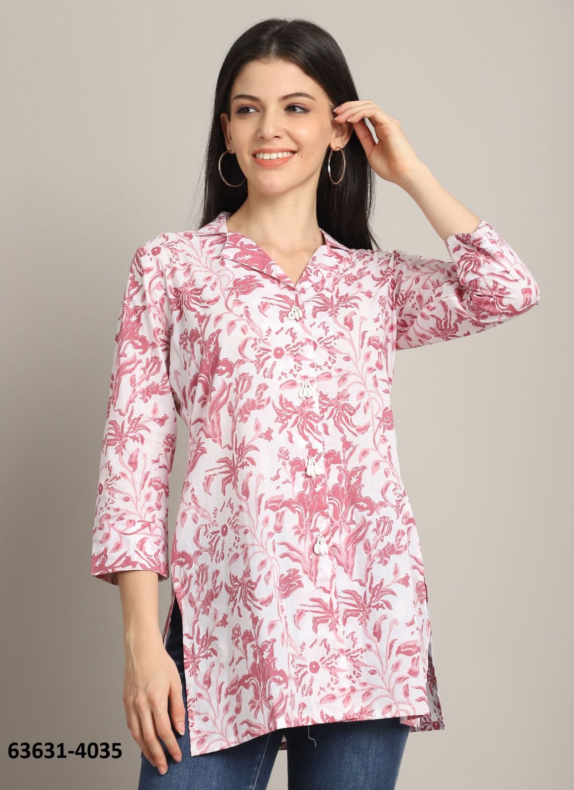 SHORT TOP - JAIPURI COTTON - Catalog # 63631 (Set of 28 Readymade Women's Kurtis / Tops) by Rajnandini Fabrics SHORT TOP - JAIPURI COTTON - Catalog # 63631 (Set of 28 Readymade Women's Kurtis / Tops) by Rajnandini Fabrics
