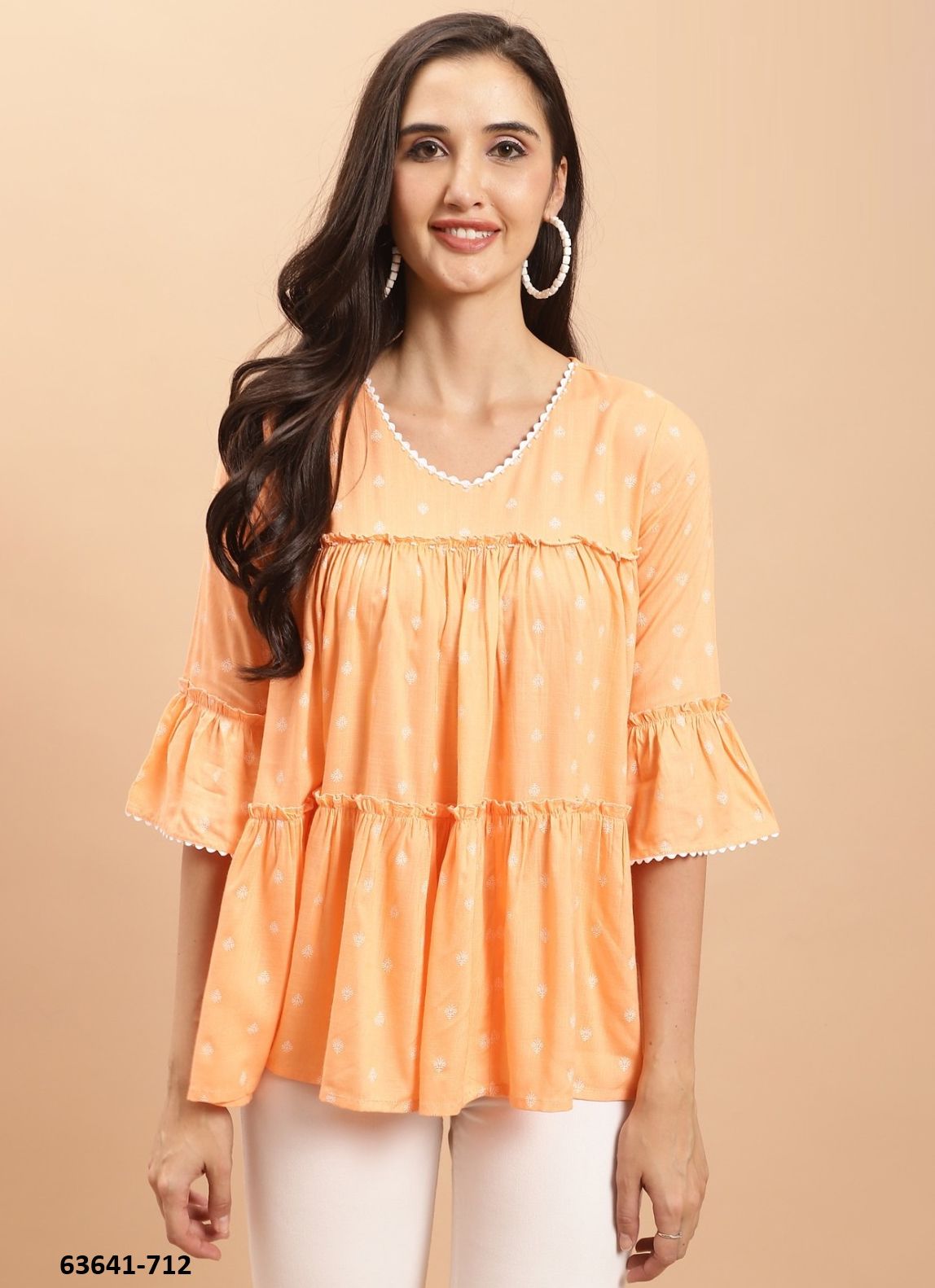 JAIPURI COTTON SHORT TUNICS - # 63641 ( 6 SIZE-SETS [Readymade Women's Kurtis / Tops] MADE IN INDIA BY Rajnandini Fabrics