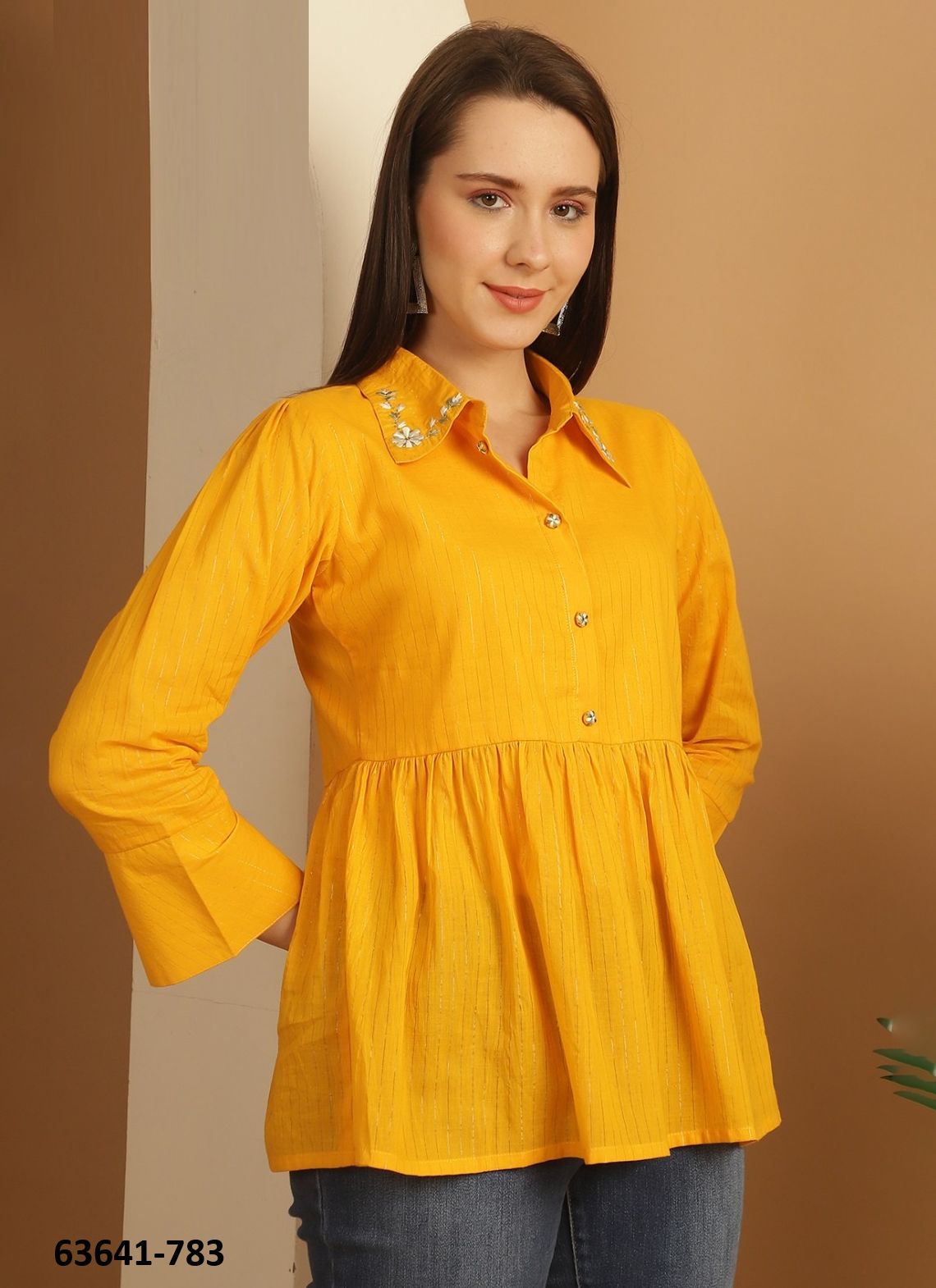 JAIPURI COTTON SHORT TUNICS - # 63641 ( 6 SIZE-SETS [Readymade Women's Kurtis / Tops] MADE IN INDIA BY Rajnandini Fabrics