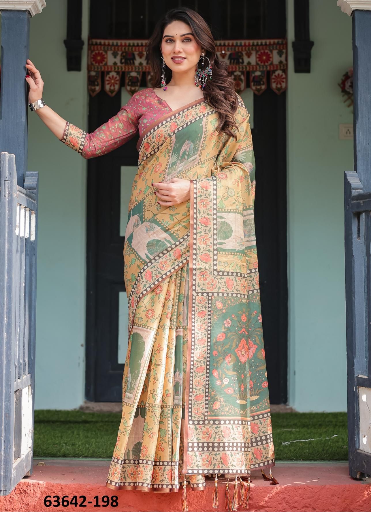 HANDLOOM COTTON SERIES 195-204 - Catalog # 63642 (Set of 10 Sarees) by Semad Styles