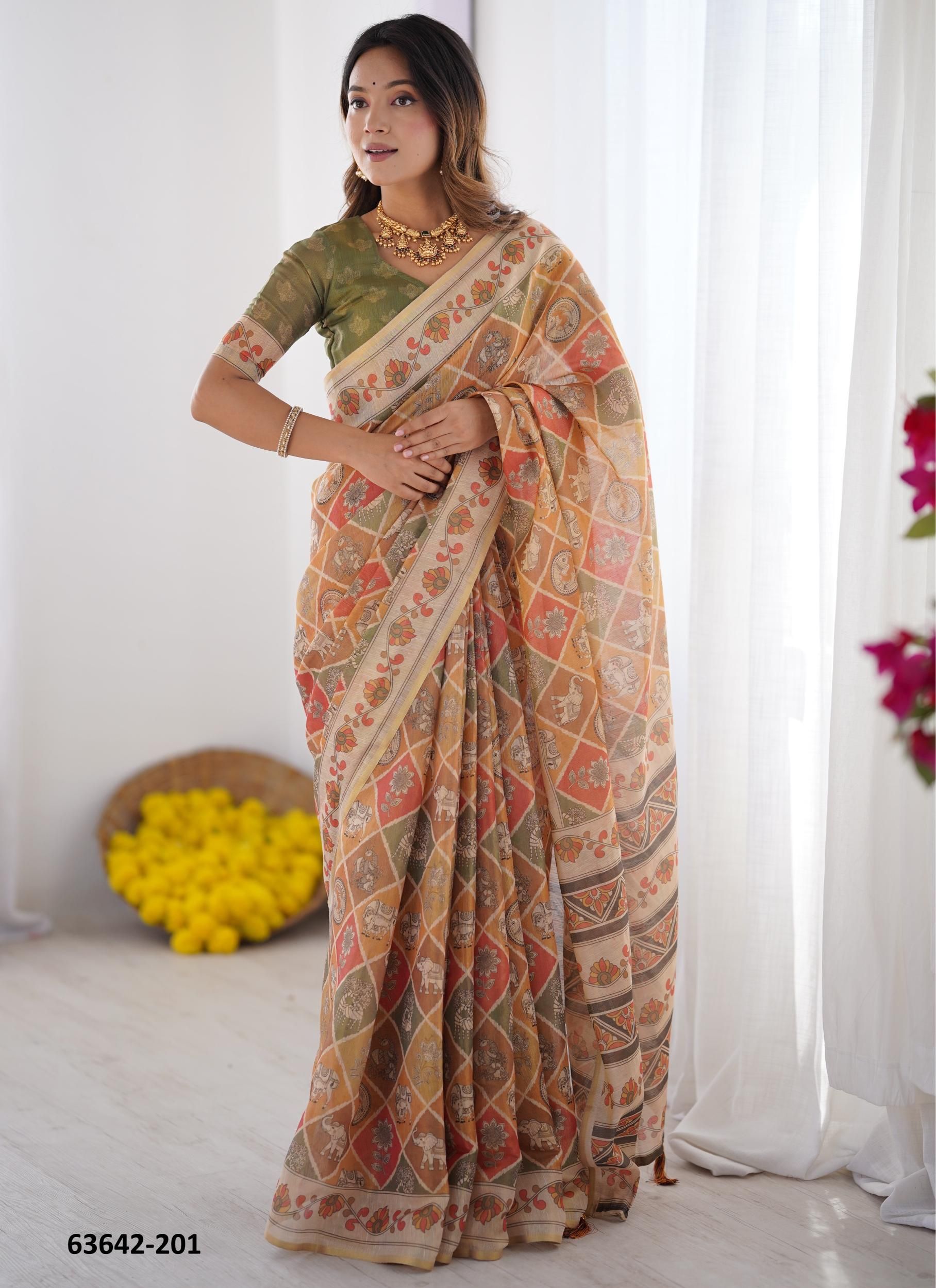 HANDLOOM COTTON SERIES 195-204 - Catalog # 63642 (Set of 10 Sarees) by Semad Styles