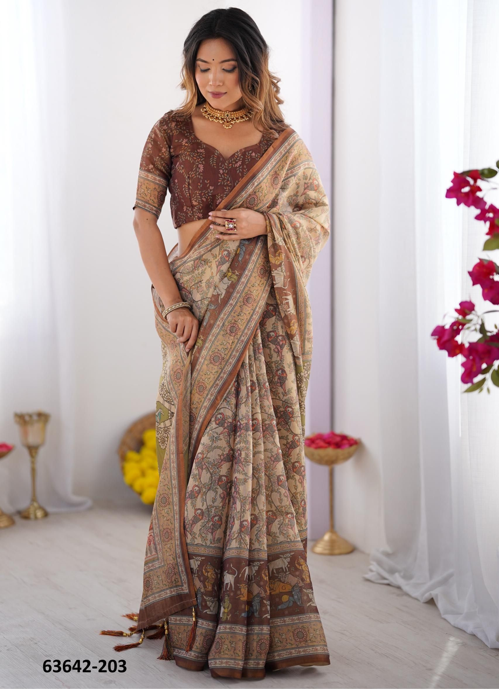 HANDLOOM COTTON SERIES 195-204 - Catalog # 63642 (Set of 10 Sarees) by Semad Styles