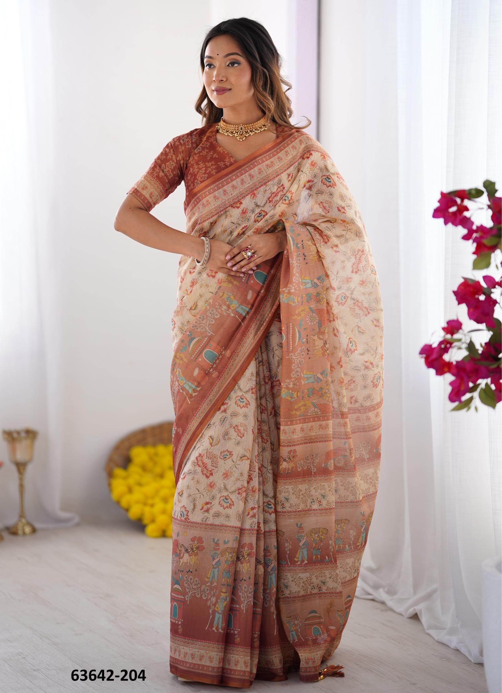 HANDLOOM COTTON SERIES 195-204 - Catalog # 63642 (Set of 10 Sarees) by Semad Styles