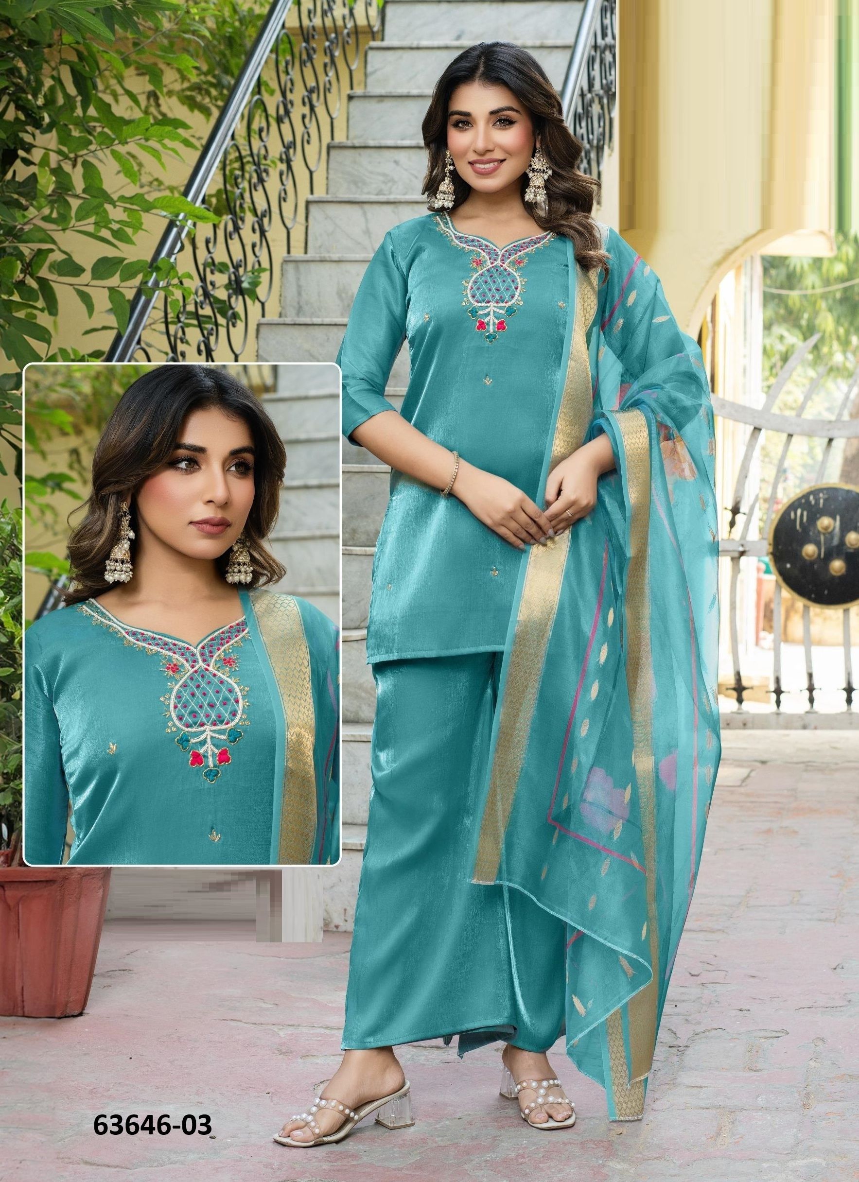 JASMIT - Catalog # 63646 (Set of 4 Readymade Salwar Suits) by Kaya Ahmedabad
