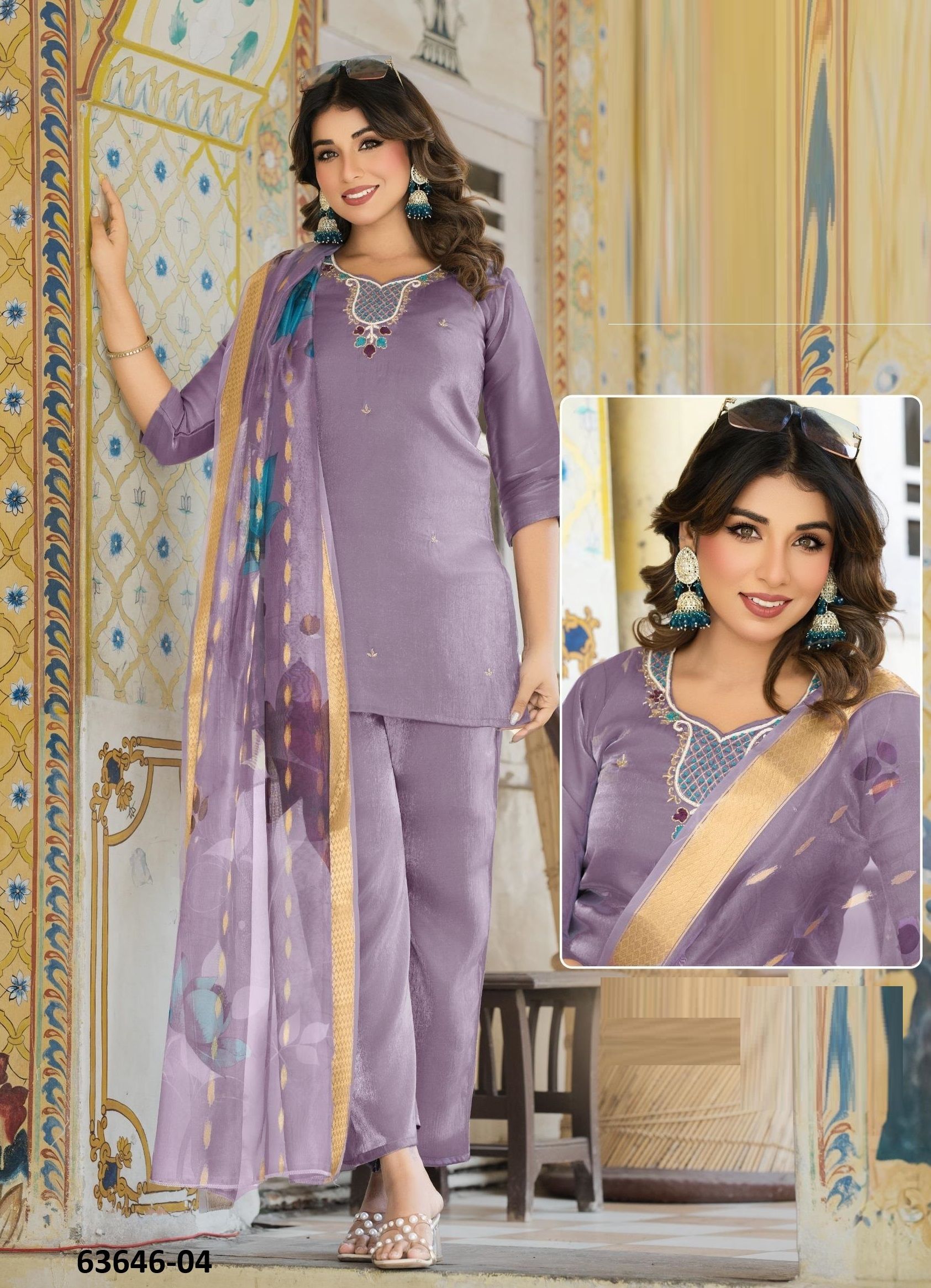 JASMIT - Catalog # 63646 (Set of 4 Readymade Salwar Suits) by Kaya Ahmedabad