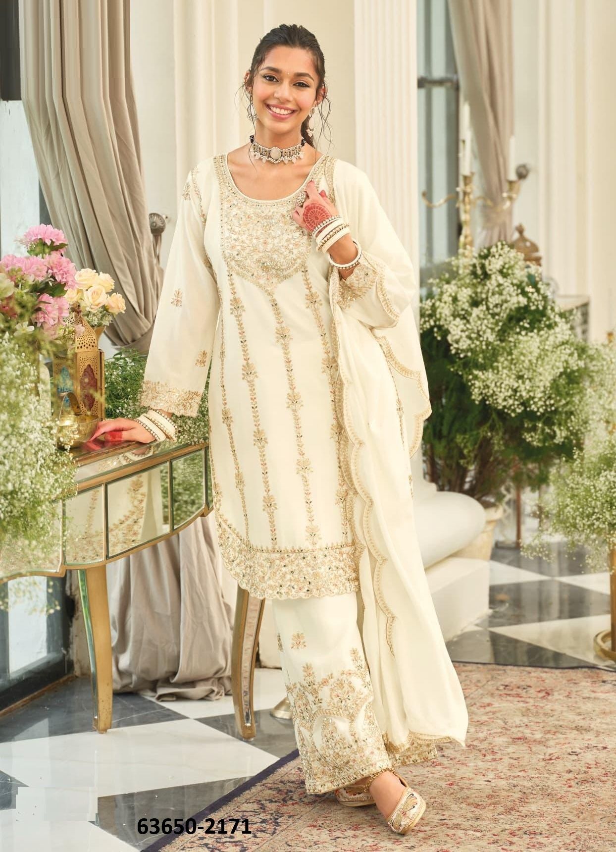 PALLAVI BLACK & WHITE - Catalog # 63650 (Set of 2 Readymade Salwar Suits) by Eba Lifestyle PALLAVI BLACK & WHITE - Catalog # 63650 (Set of 2 Readymade Salwar Suits) by Eba Lifestyle