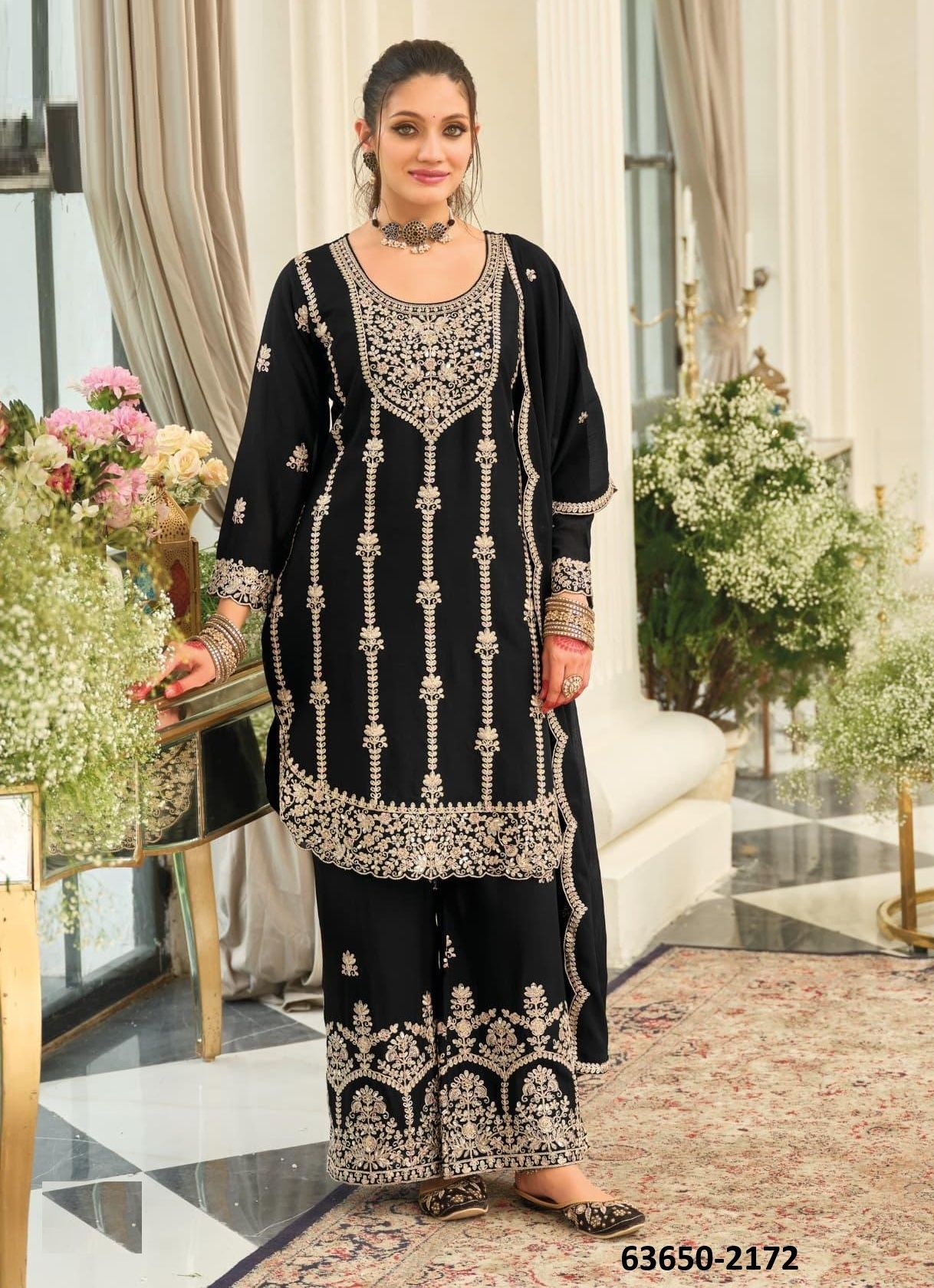 PALLAVI BLACK & WHITE - Catalog # 63650 (Set of 2 Readymade Salwar Suits) by Eba Lifestyle PALLAVI BLACK & WHITE - Catalog # 63650 (Set of 2 Readymade Salwar Suits) by Eba Lifestyle