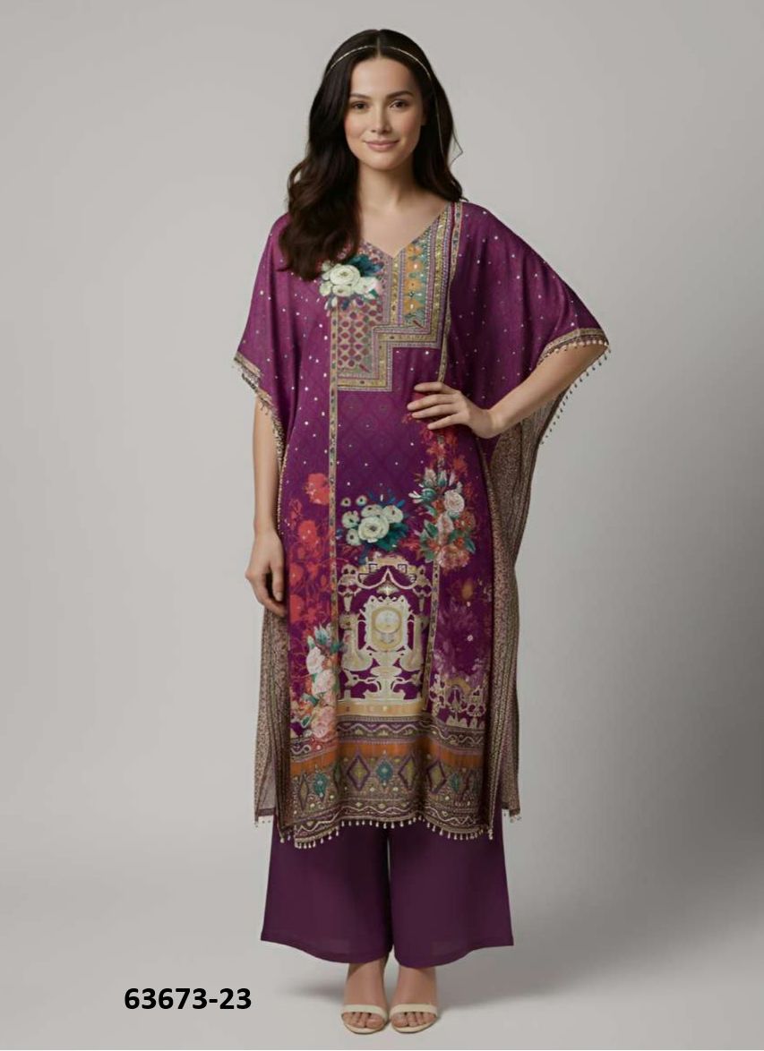KAFTAN CO-ORD SET VALUE ADDITION 4 - Catalog # 63673 (Set of 6 Tops With Bottoms) by Serengeti KAFTAN CO-ORD SET VALUE ADDITION 4 - Catalog # 63673 (Set of 6 Tops With Bottoms) by Serengeti