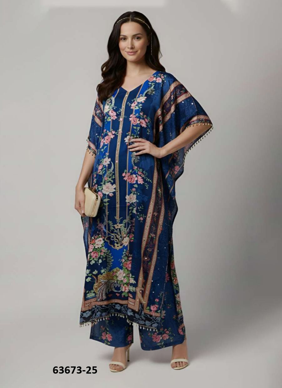 KAFTAN CO-ORD SET VALUE ADDITION 4 - Catalog # 63673 (Set of 6 Tops With Bottoms) by Serengeti KAFTAN CO-ORD SET VALUE ADDITION 4 - Catalog # 63673 (Set of 6 Tops With Bottoms) by Serengeti
