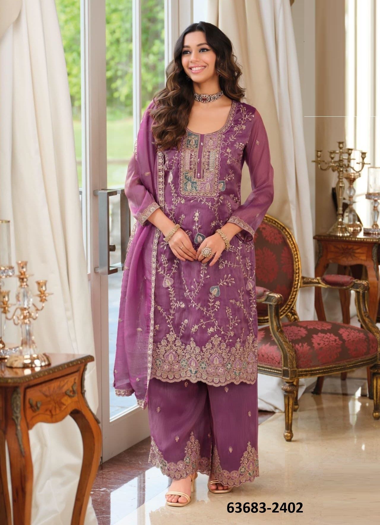 NADIA - Catalog # 63683 (Set of 3 Readymade Salwar Suits) by Eba Lifestyle
