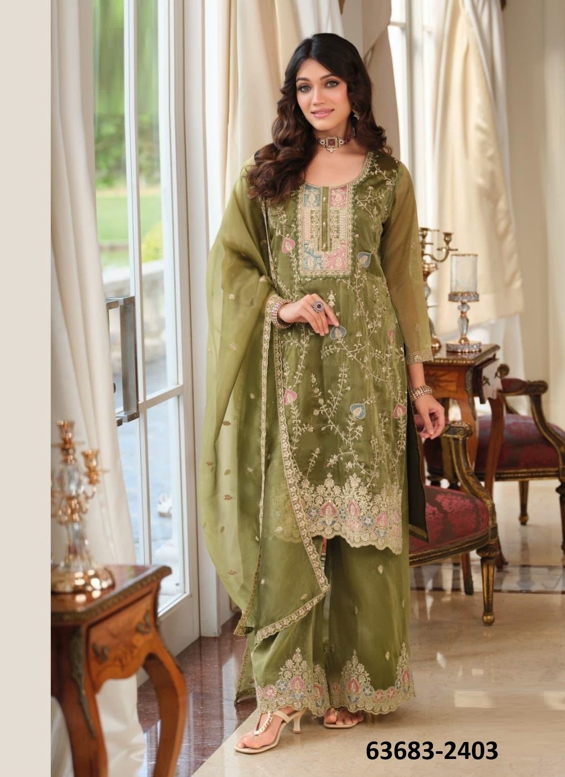 NADIA - Catalog # 63683 (Set of 3 Readymade Salwar Suits) by Eba Lifestyle