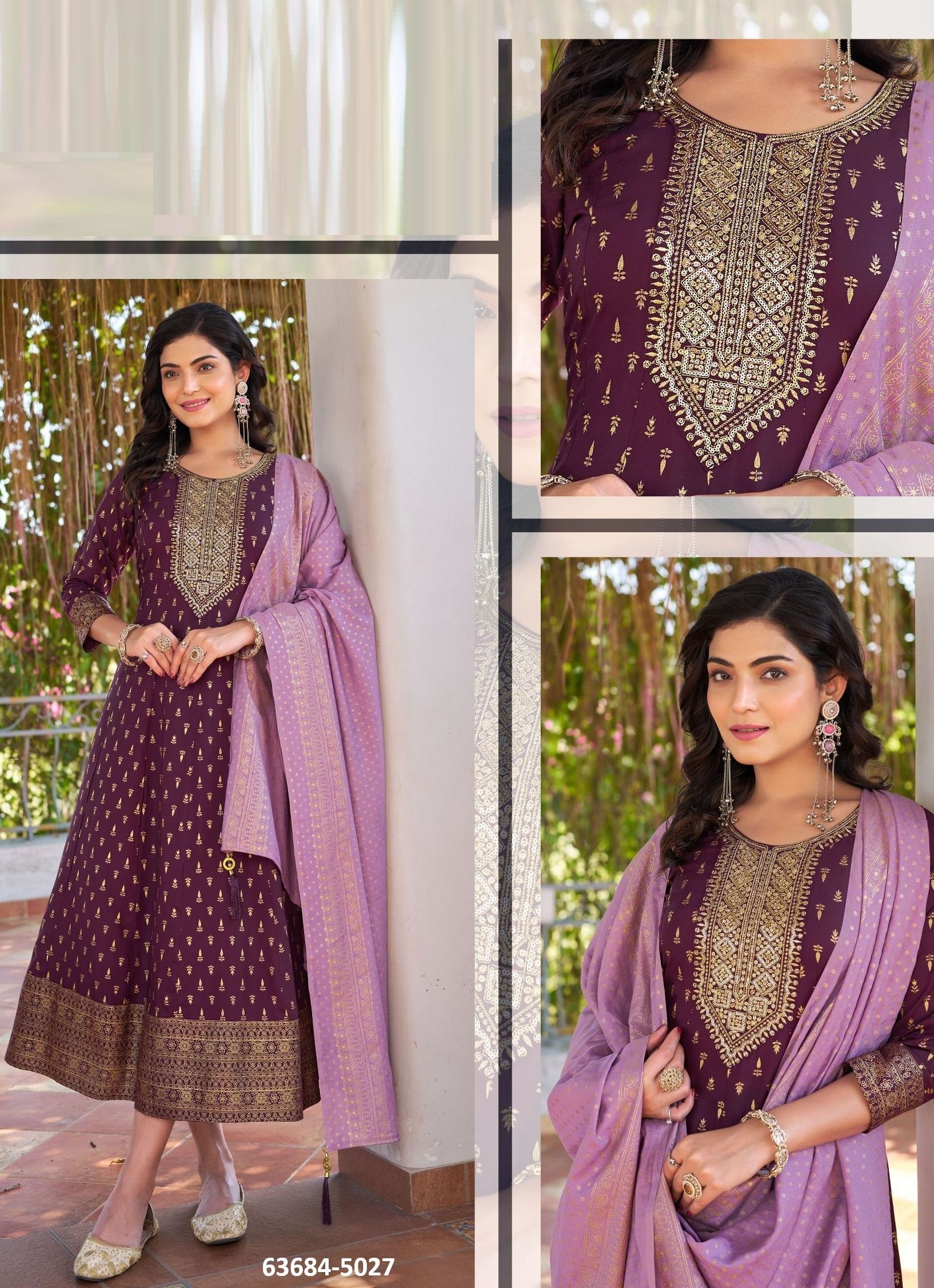 NANDINI - Catalog # 63684 (Set of 6 Readymade Women's Kurtis / Tops) by Blue Hills