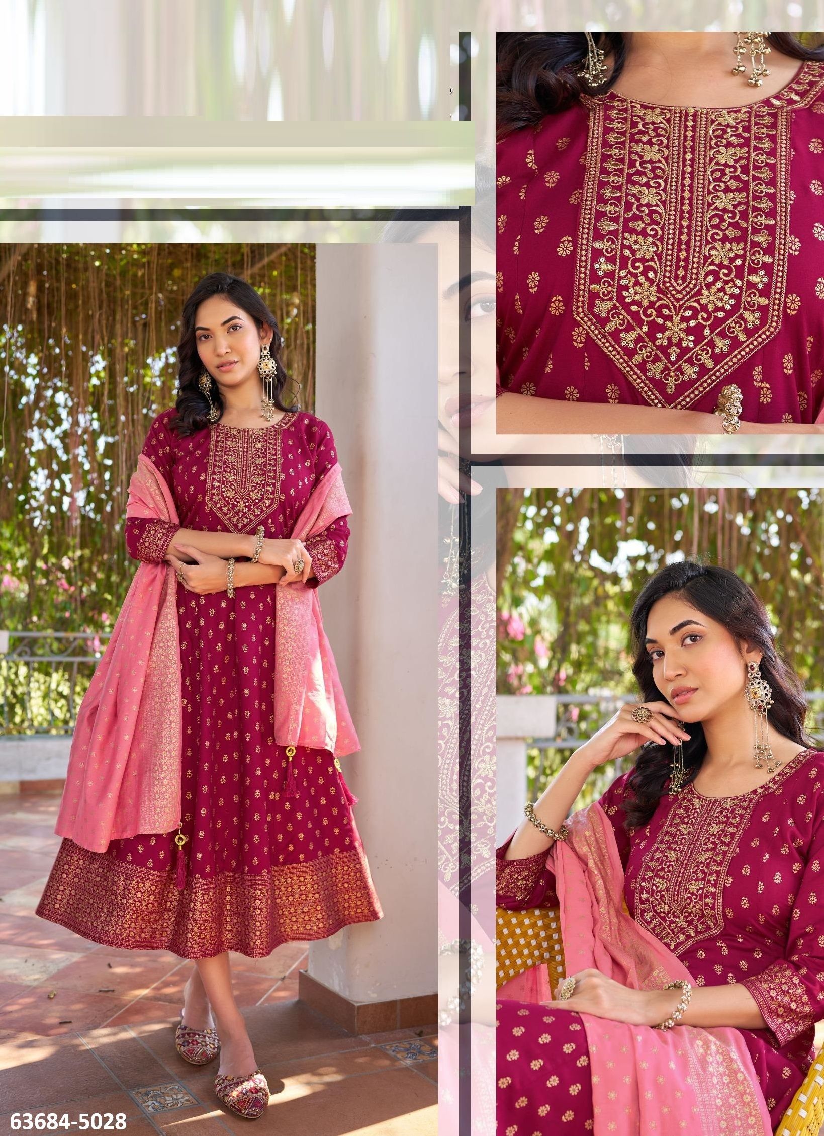 NANDINI - Catalog # 63684 (Set of 6 Readymade Women's Kurtis / Tops) by Blue Hills