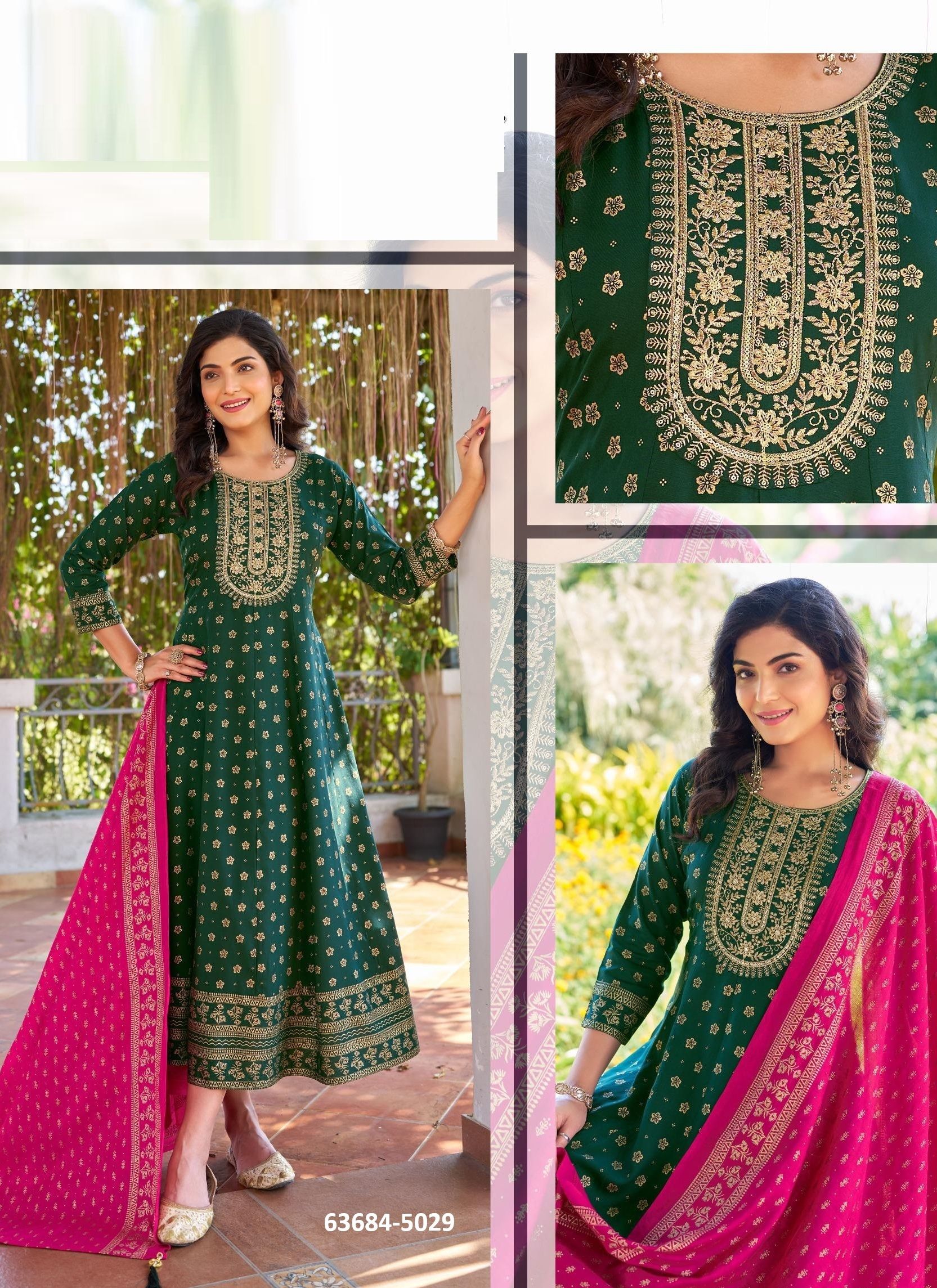 NANDINI - Catalog # 63684 (Set of 6 Readymade Women's Kurtis / Tops) by Blue Hills
