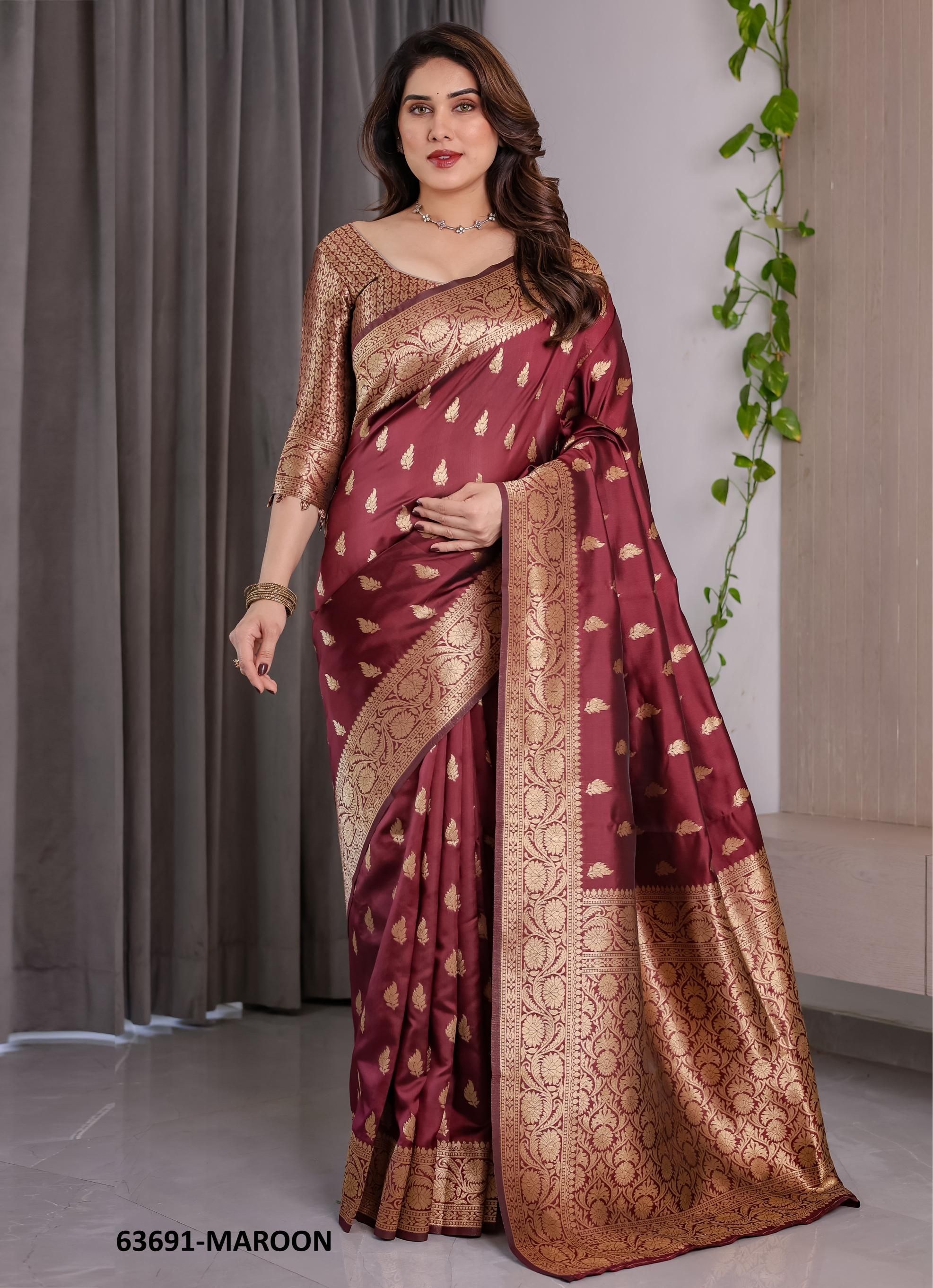 BANARASI JACQUARD 3 - Catalog # 63691 (Set of 6 Sarees) by Desi Muse