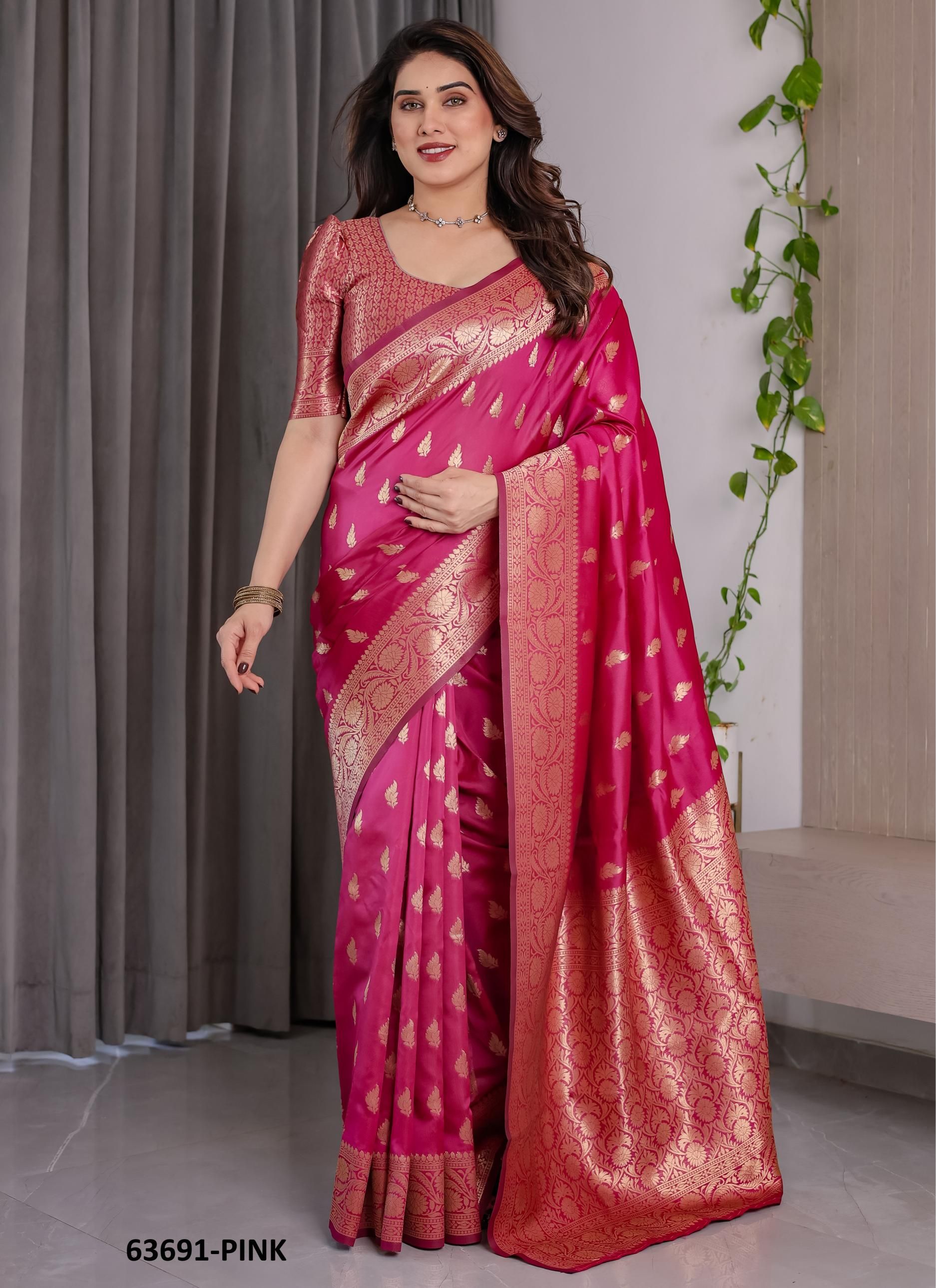 BANARASI JACQUARD 3 - Catalog # 63691 (Set of 6 Sarees) by Desi Muse