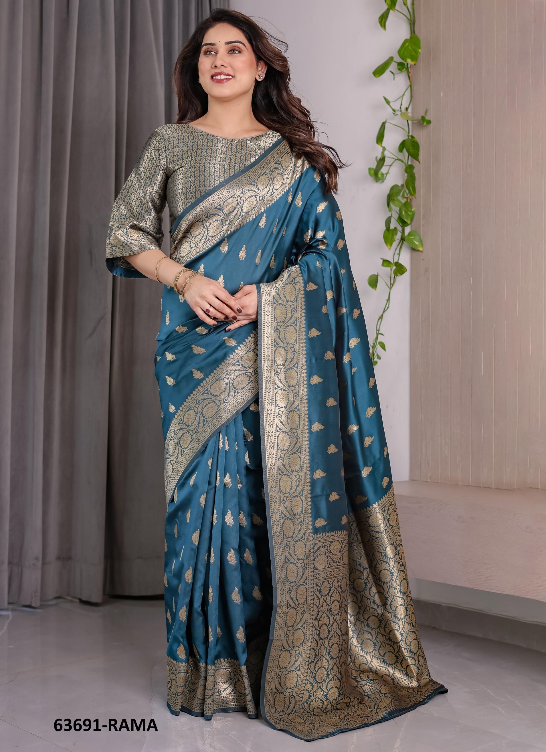 BANARASI JACQUARD 3 - Catalog # 63691 (Set of 6 Sarees) by Desi Muse