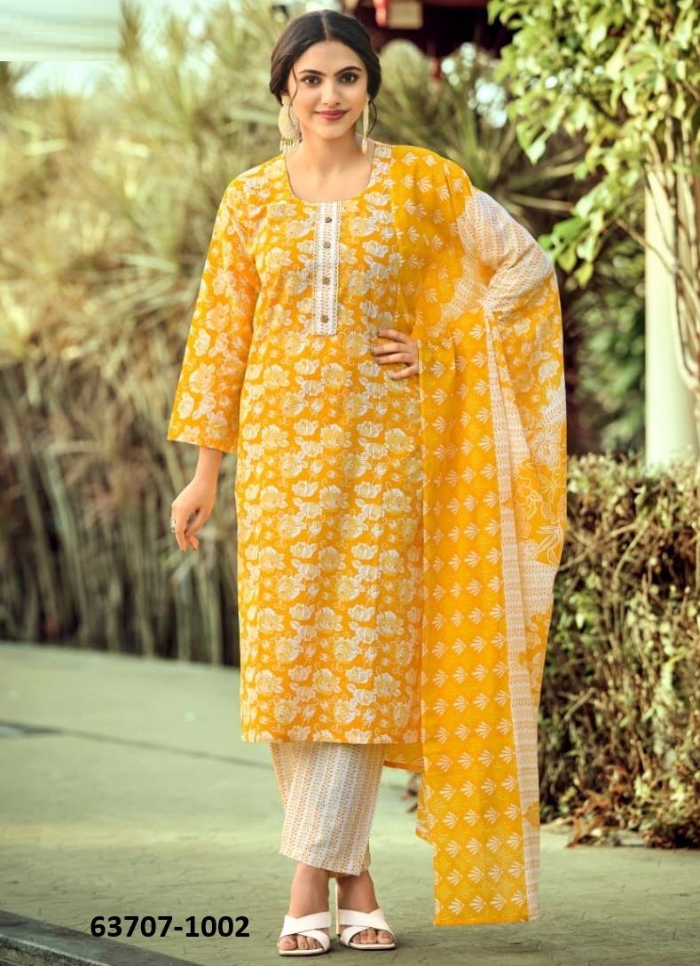 SUMMER FASHION 10 - Catalog # 63707 (Set of 6 Readymade Salwar Suits) by Tips & Tops
