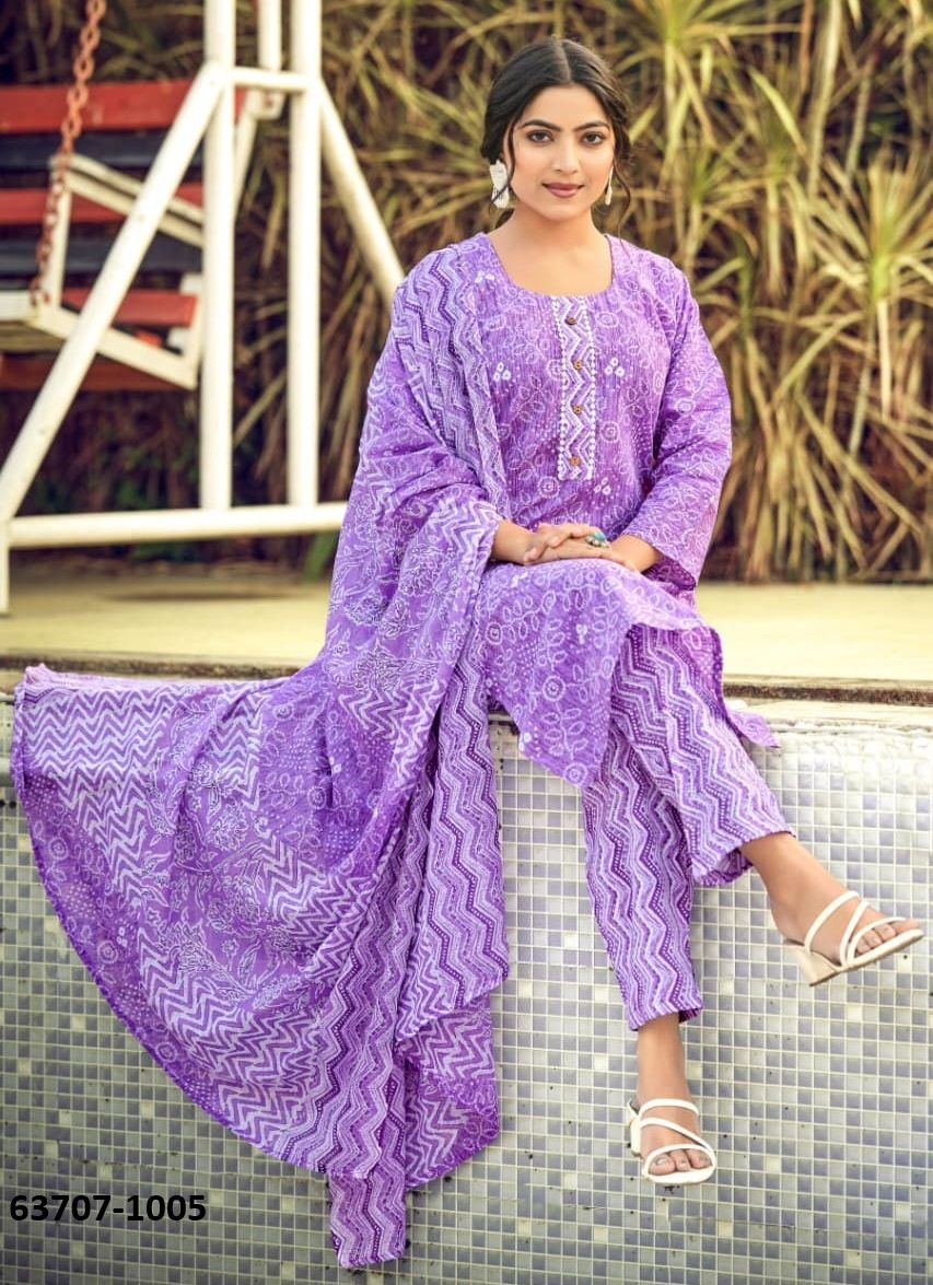 SUMMER FASHION 10 - Catalog # 63707 (Set of 6 Readymade Salwar Suits) by Tips & Tops