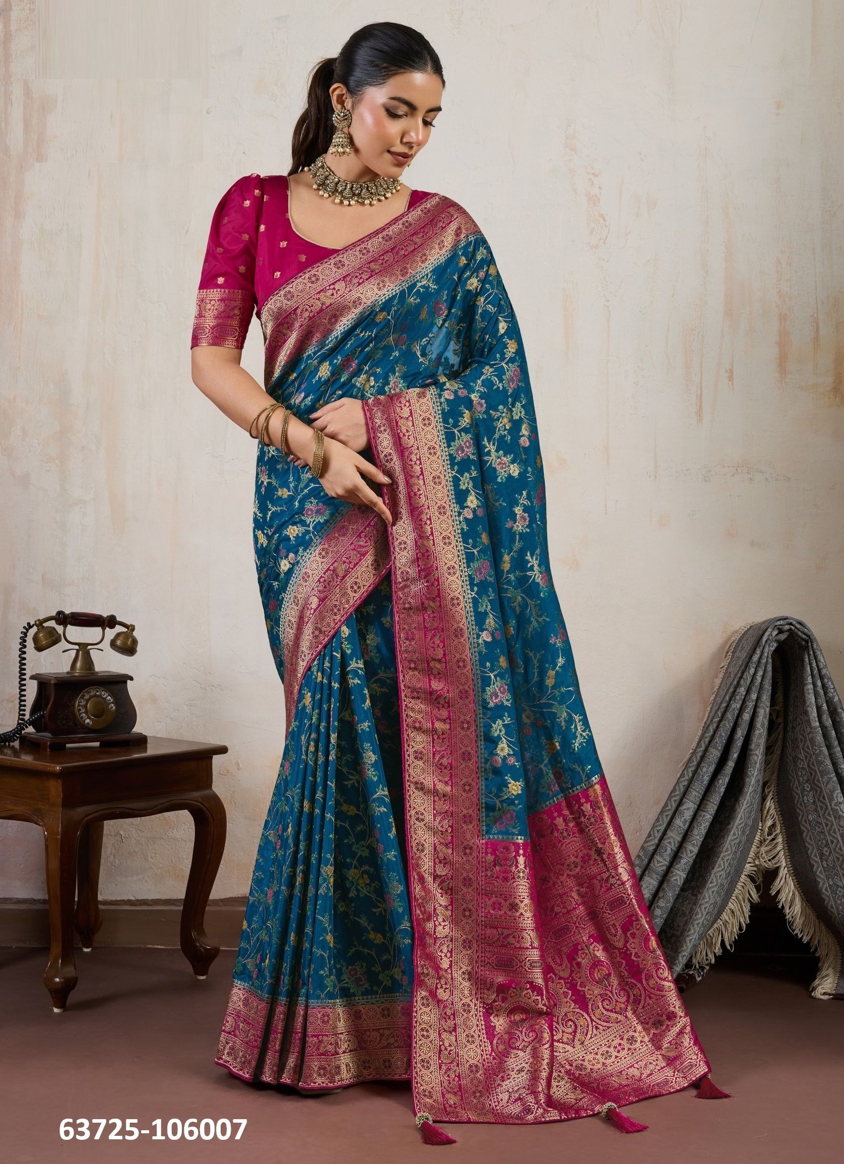 SAMPRADA LUXE - Catalog # 63725 (Set of 3 Sarees) by S-Ethnic Lifestyle