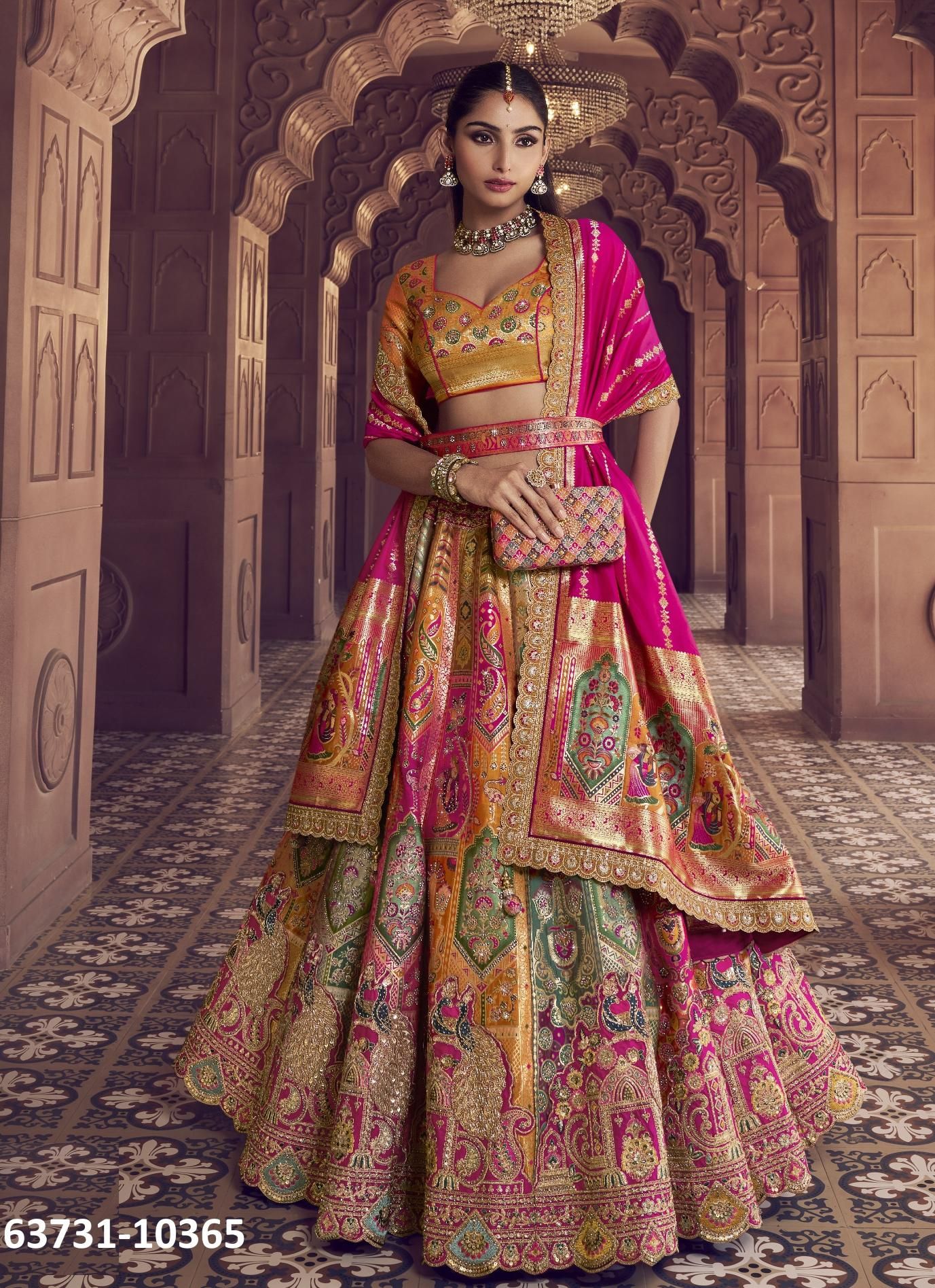 VRINDAVAN 69 - Catalog # 63731 (Set of 6 Semi-Stitched Lehengas) by Royal VRINDAVAN 69 - Catalog # 63731 (Set of 6 Semi-Stitched Lehengas) by Royal