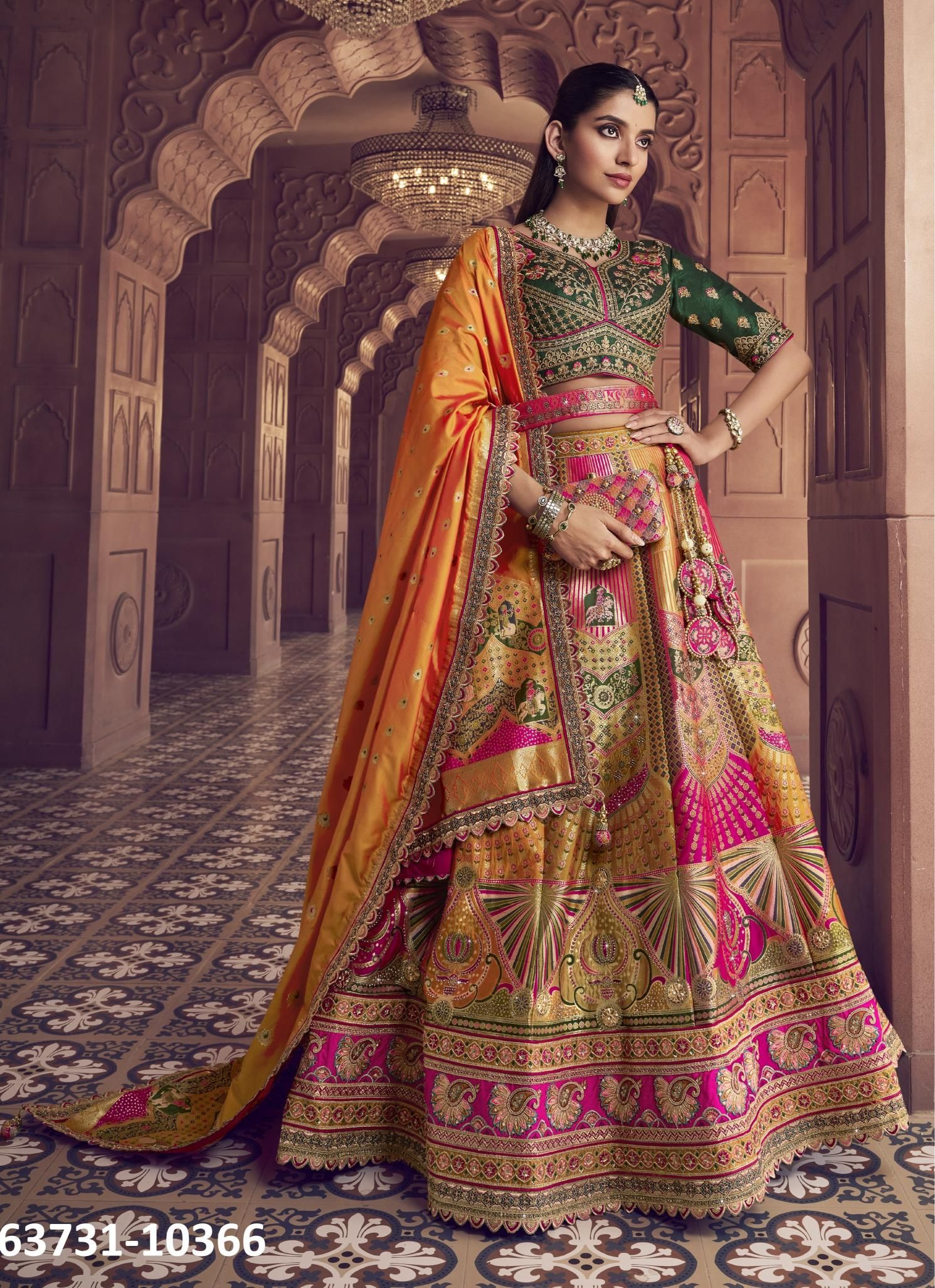 VRINDAVAN 69 - Catalog # 63731 (Set of 6 Semi-Stitched Lehengas) by Royal VRINDAVAN 69 - Catalog # 63731 (Set of 6 Semi-Stitched Lehengas) by Royal