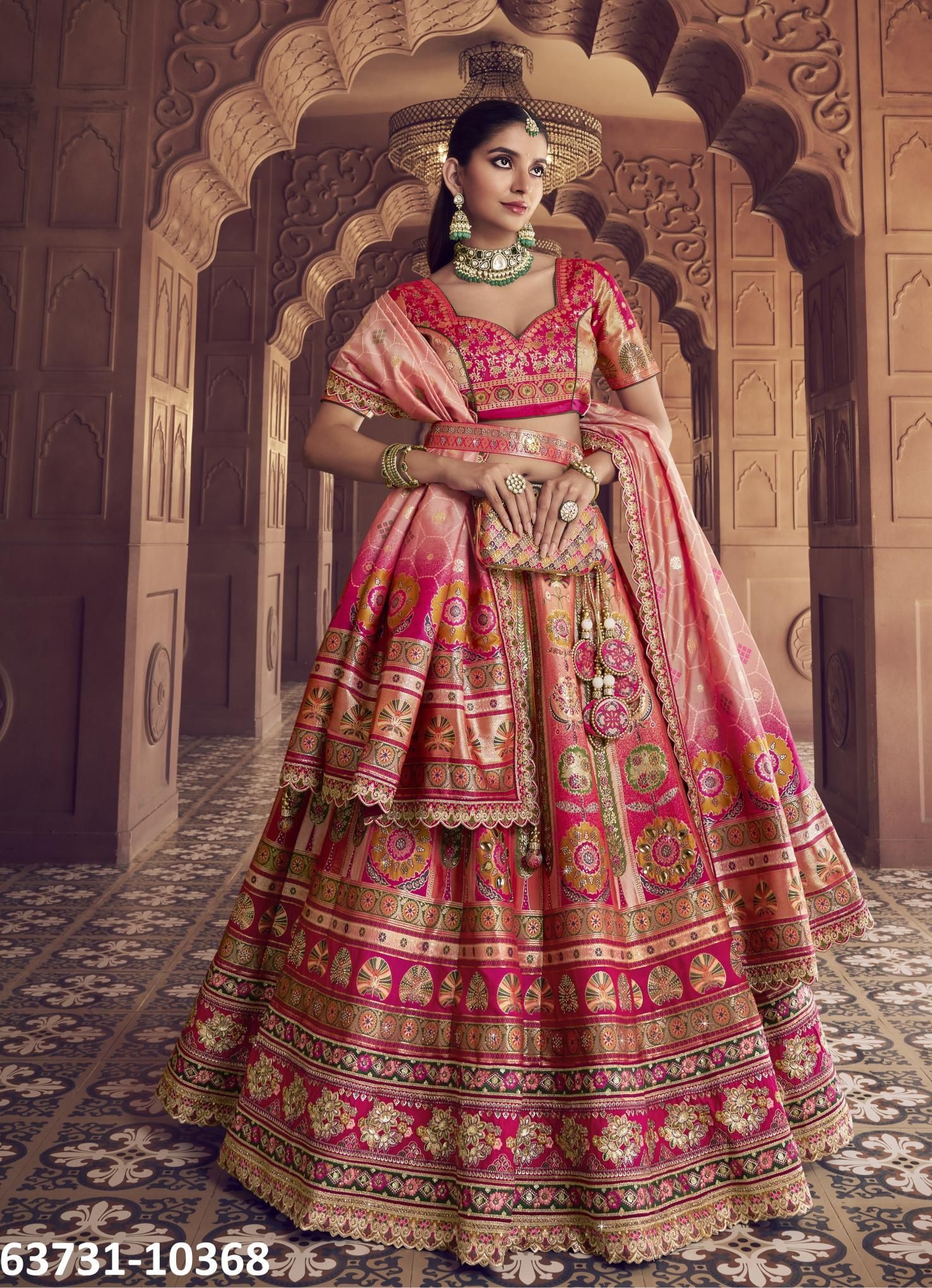 VRINDAVAN 69 - Catalog # 63731 (Set of 6 Semi-Stitched Lehengas) by Royal VRINDAVAN 69 - Catalog # 63731 (Set of 6 Semi-Stitched Lehengas) by Royal