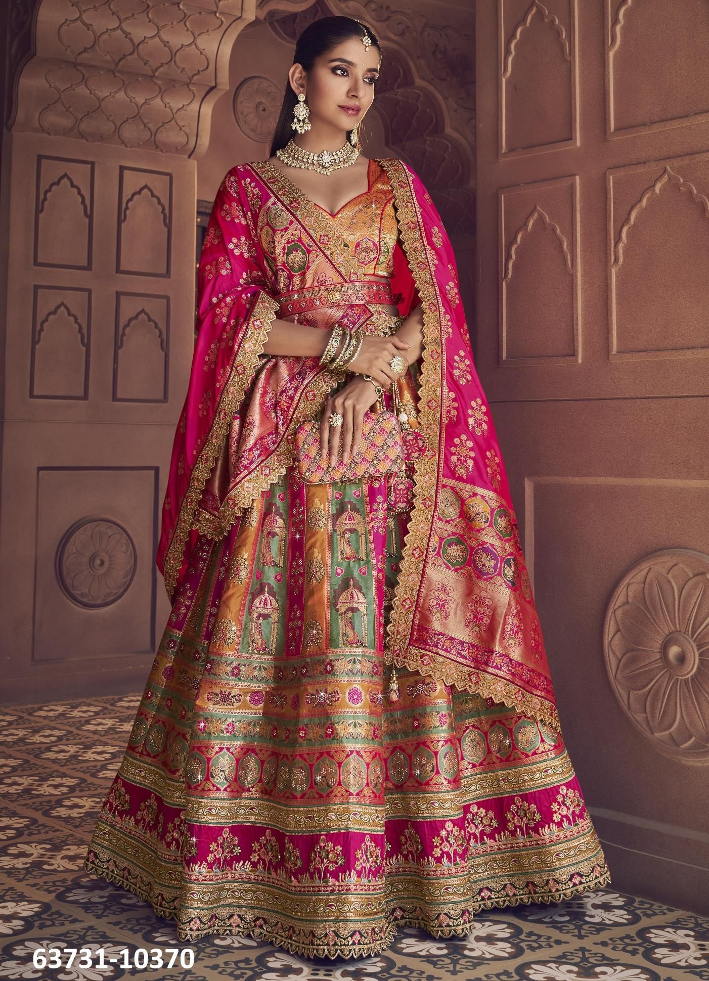 VRINDAVAN 69 - Catalog # 63731 (Set of 6 Semi-Stitched Lehengas) by Royal VRINDAVAN 69 - Catalog # 63731 (Set of 6 Semi-Stitched Lehengas) by Royal