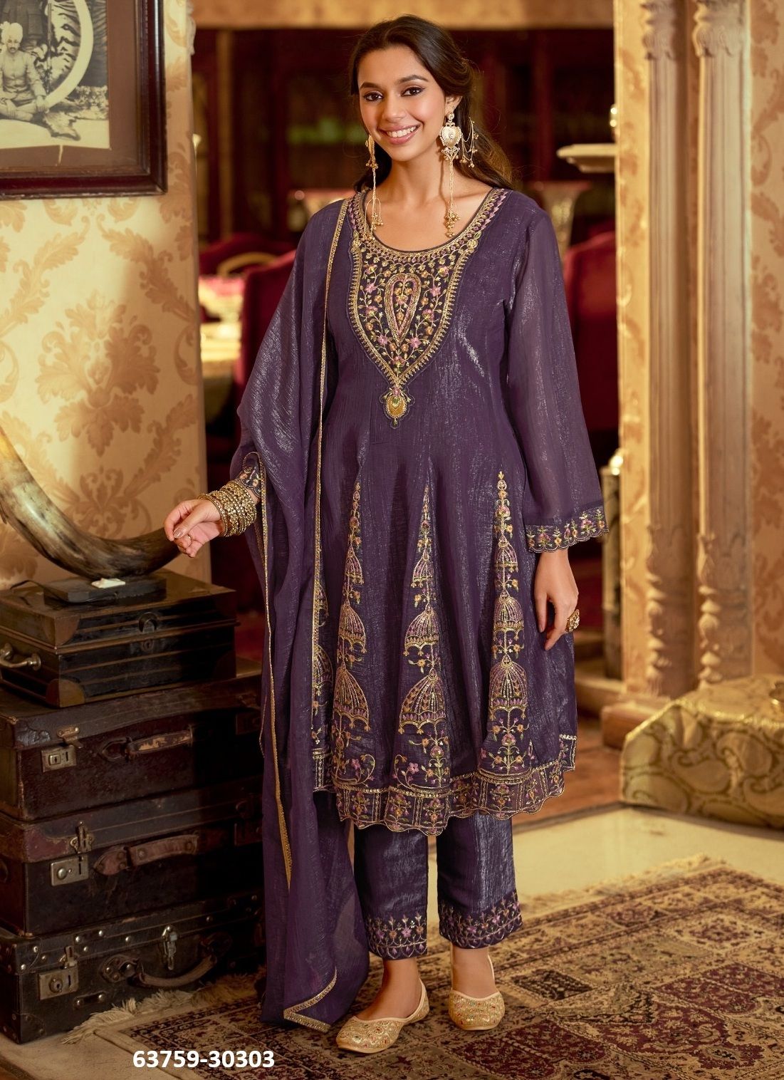 GULNAR - Catalog # 63759 (Set of 4 Readymade Salwar Suits) by Lily & Lali