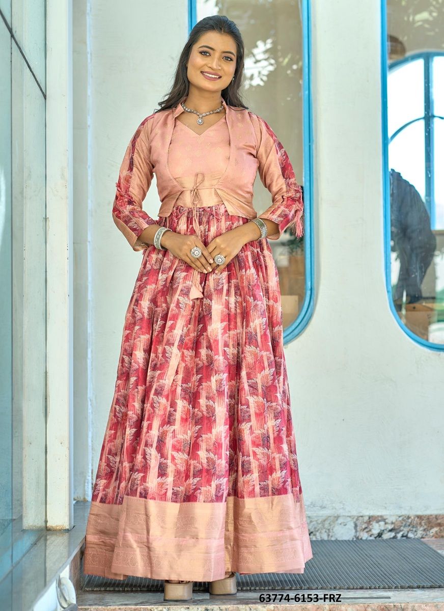 GOWNS WITH KOTI 6153 - Catalog # 63774 (Set of 2 Readymade Gowns) by Amdavadi Fashion