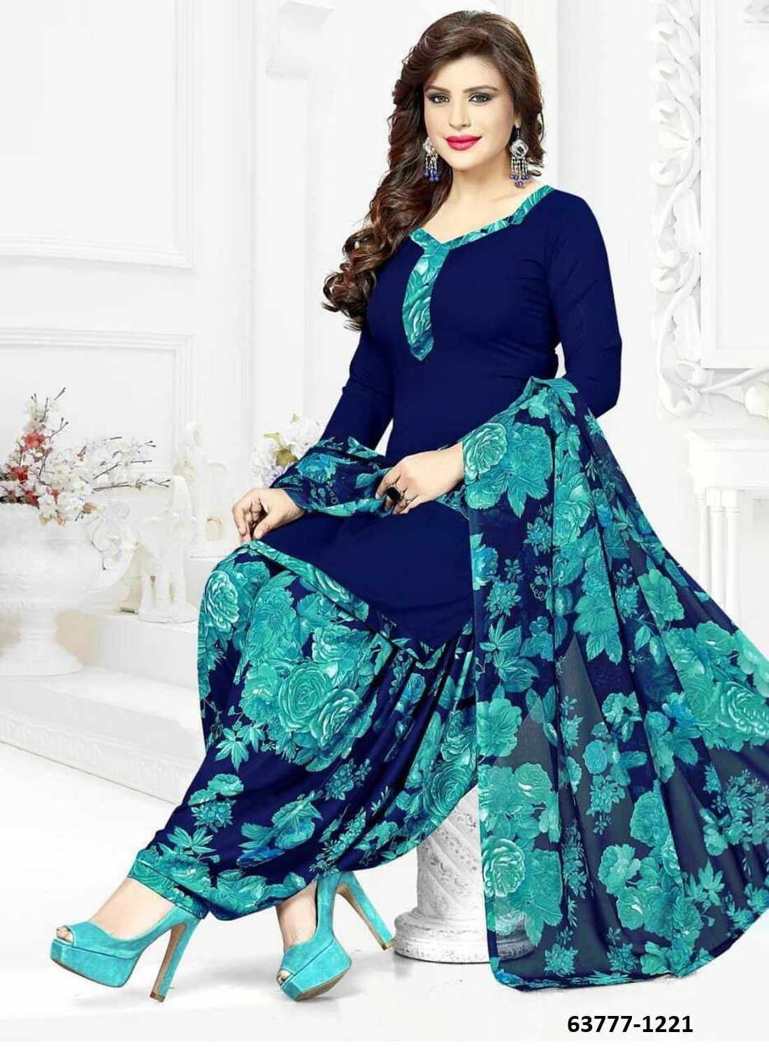 UN-STITCHED SUIT - DRESS MATERIAL - Catalog # 63777 (Set of 51 Semi-Stitched / Un-Stitched Suits) by Jagraasa