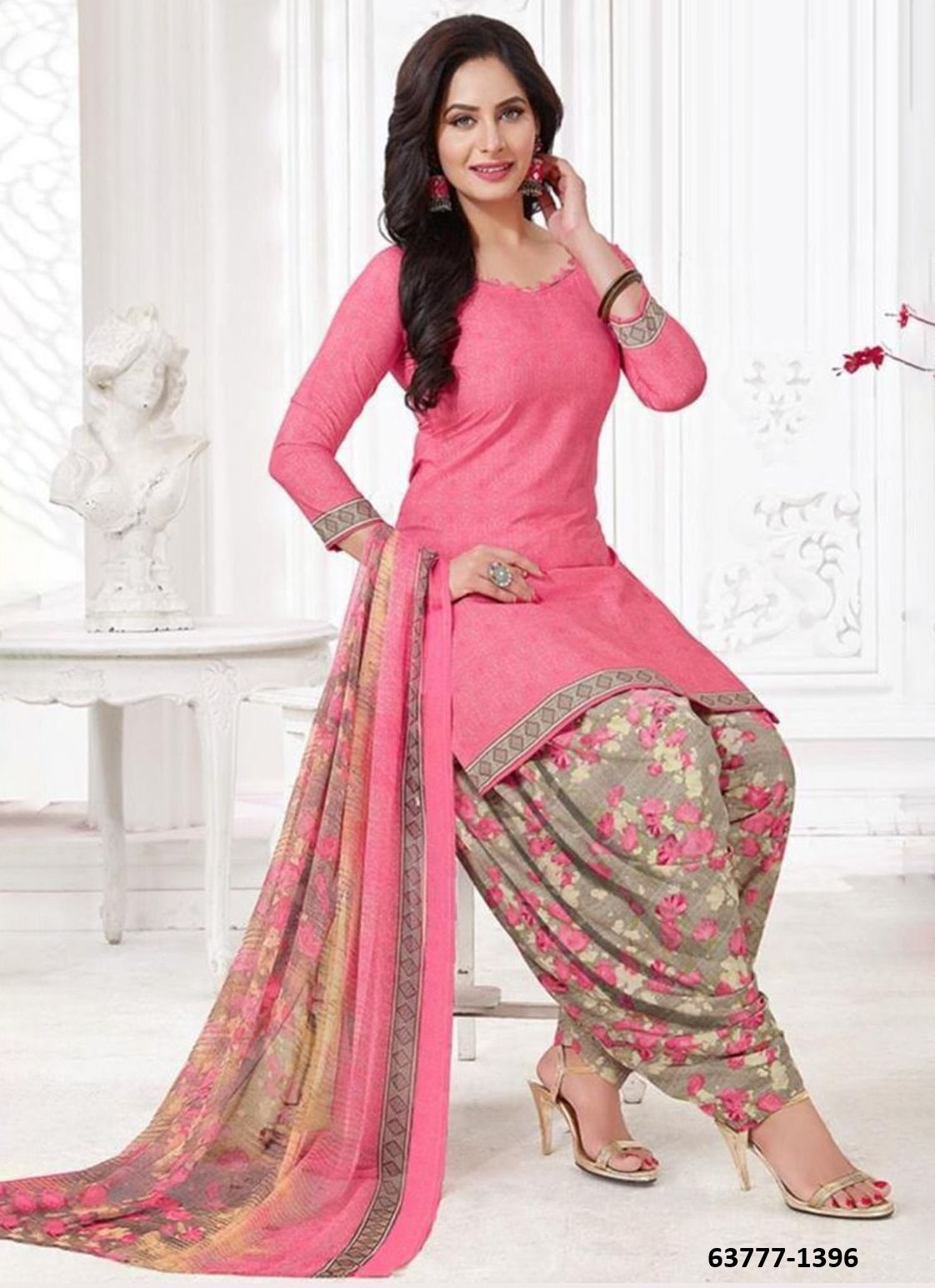 UN-STITCHED SUIT - DRESS MATERIAL - Catalog # 63777 (Set of 51 Semi-Stitched / Un-Stitched Suits) by Jagraasa