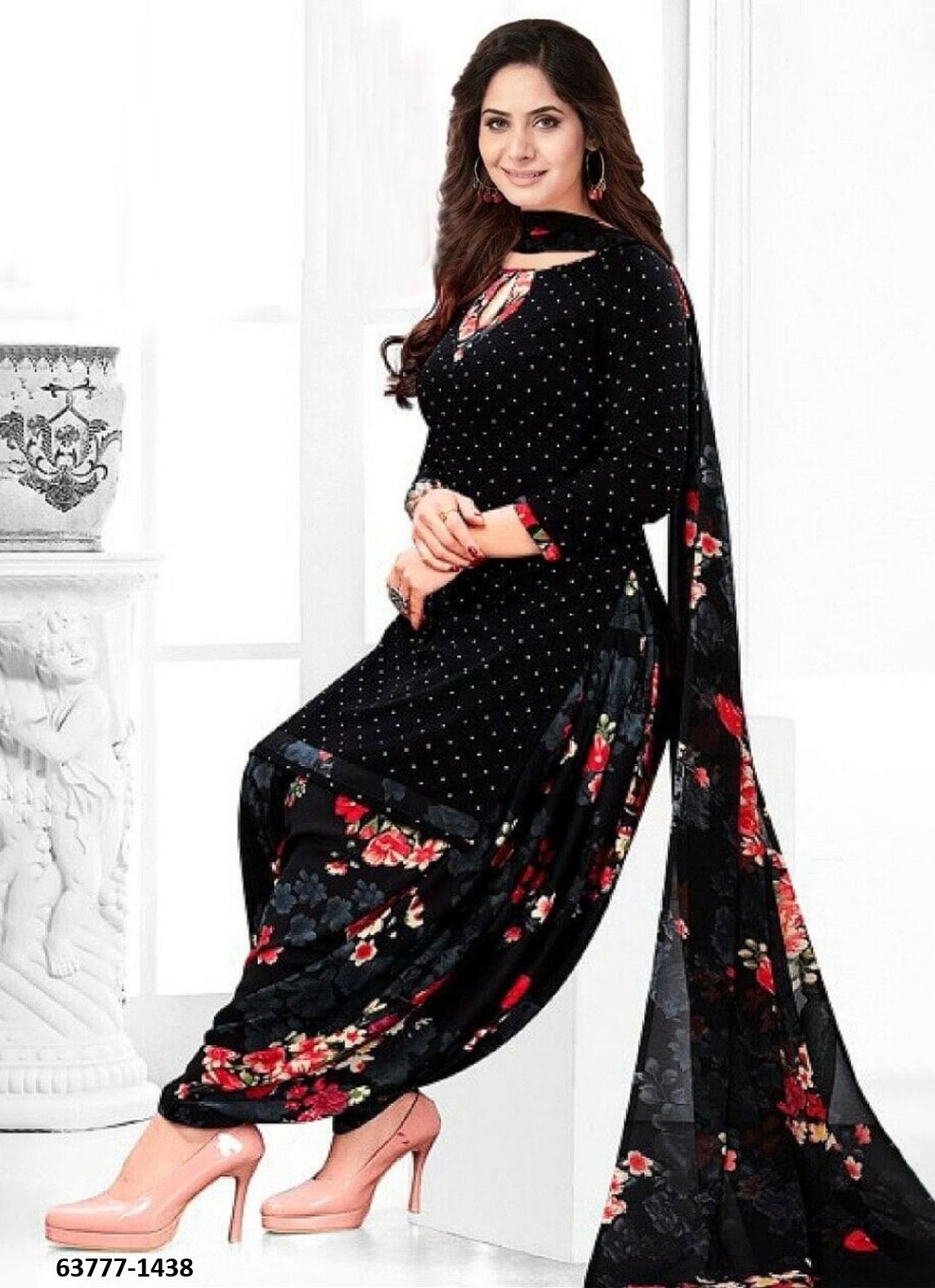 UN-STITCHED SUIT - DRESS MATERIAL - Catalog # 63777 (Set of 51 Semi-Stitched / Un-Stitched Suits) by Jagraasa