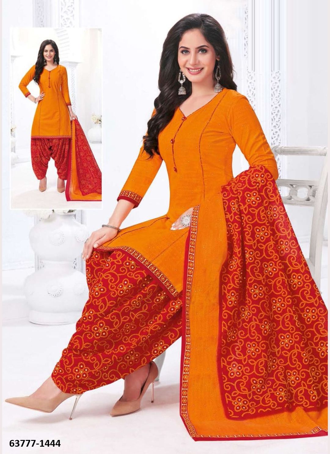 UN-STITCHED SUIT - DRESS MATERIAL - Catalog # 63777 (Set of 51 Semi-Stitched / Un-Stitched Suits) by Jagraasa