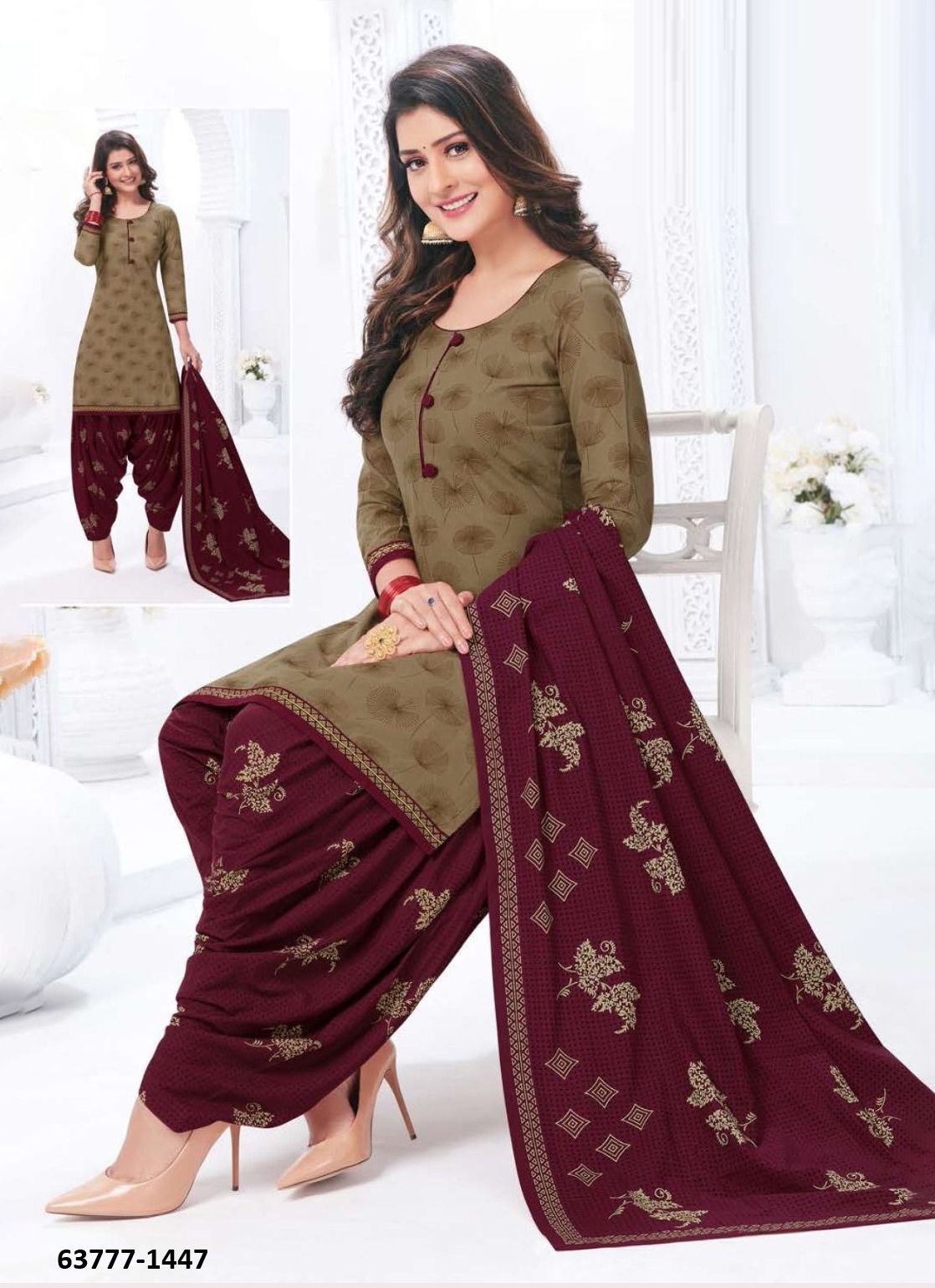 UN-STITCHED SUIT - DRESS MATERIAL - Catalog # 63777 (Set of 51 Semi-Stitched / Un-Stitched Suits) by Jagraasa